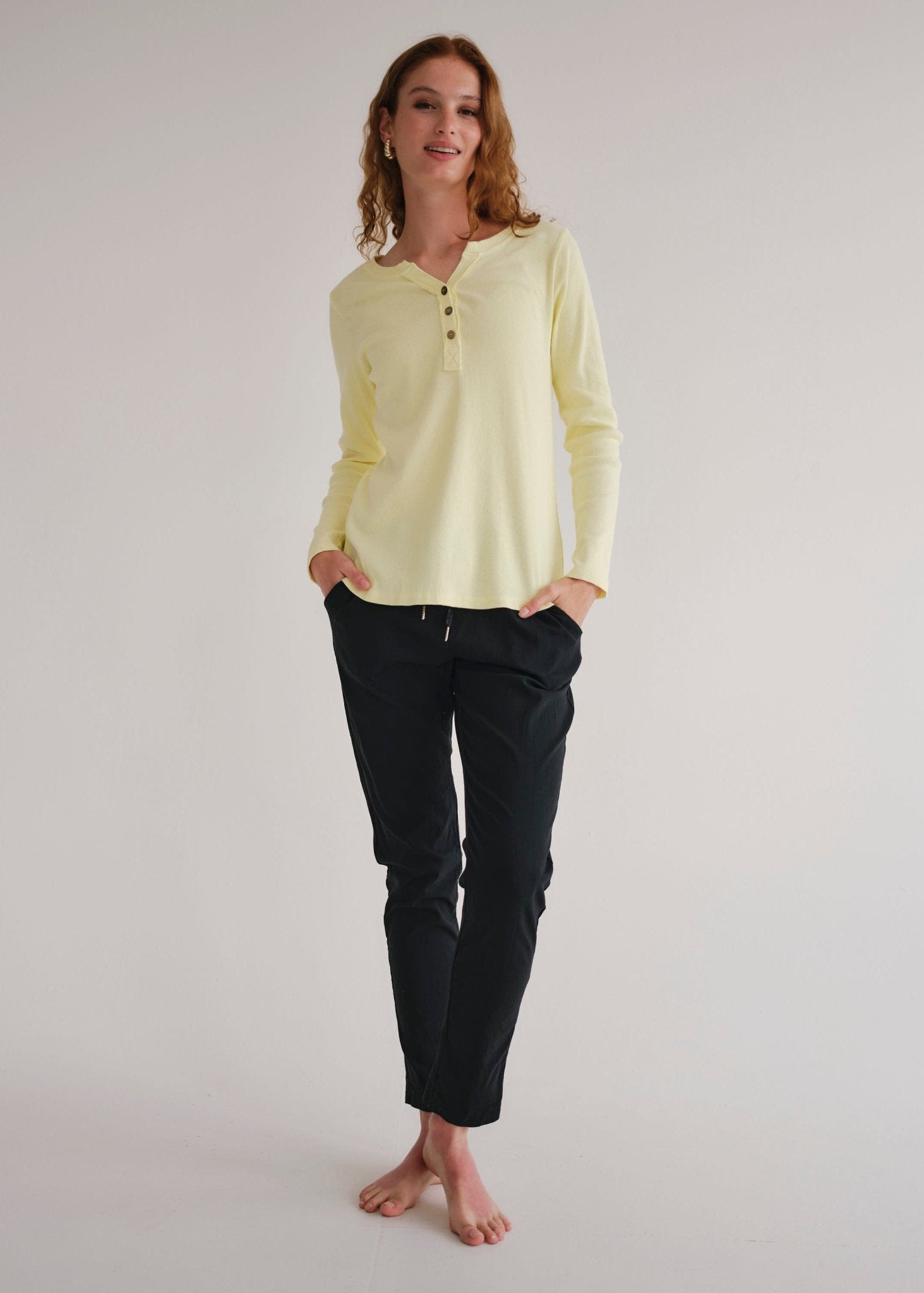 View our Cloud Cotton Long Sleeved Top in Yellow - by Tribute Store