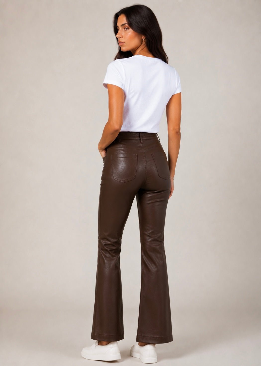 View our Coated Straight-Leg Trousers In Chocolate - by Tribute Store