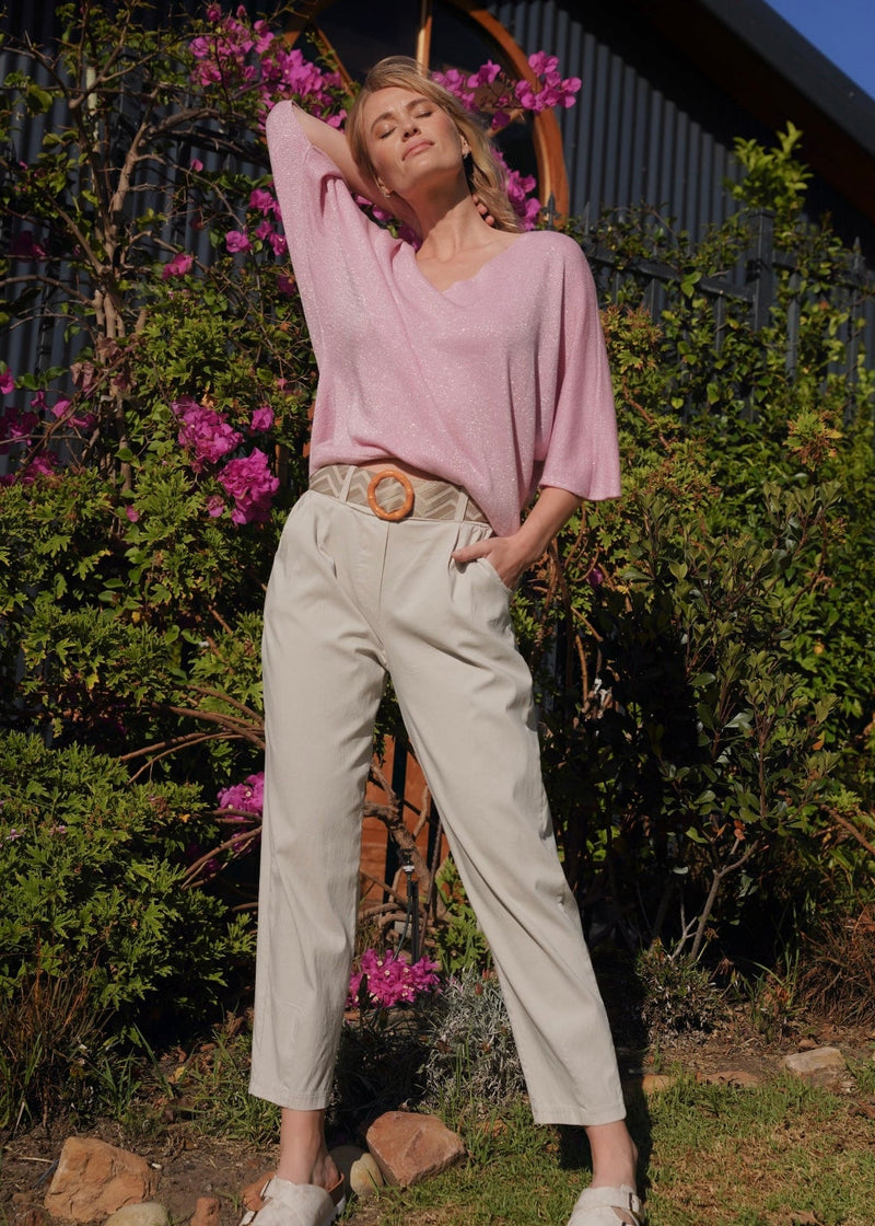 View our Coco Italian Pants With Belt Beige - by Tribute Store