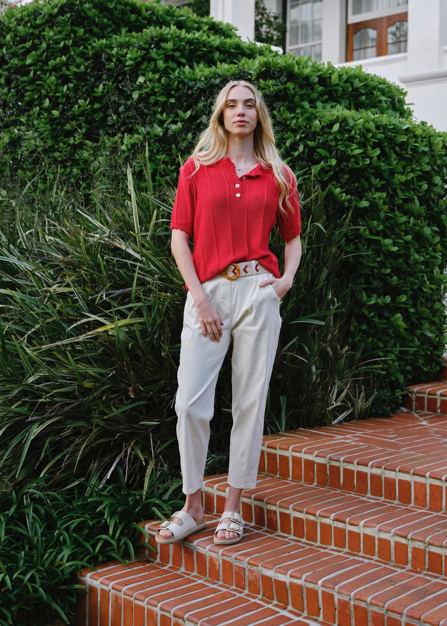 View our Cocoa Italian Tapered Pants in Beige - by Tribute Store