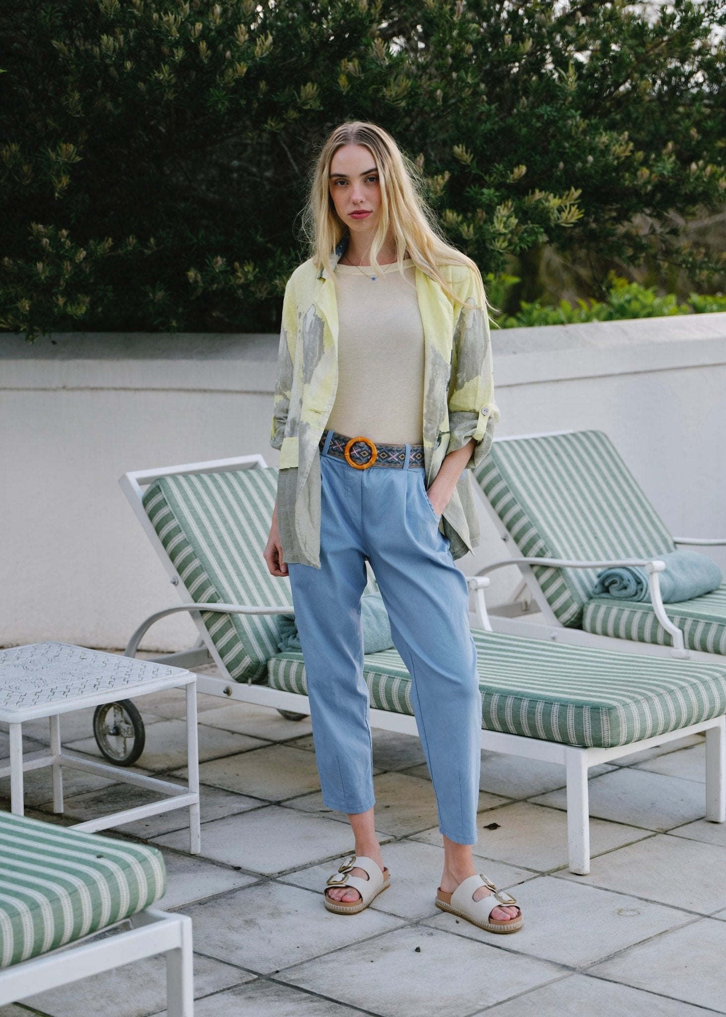 View our Cocoa Italian Tapered Pants In Denim - by Tribute Store