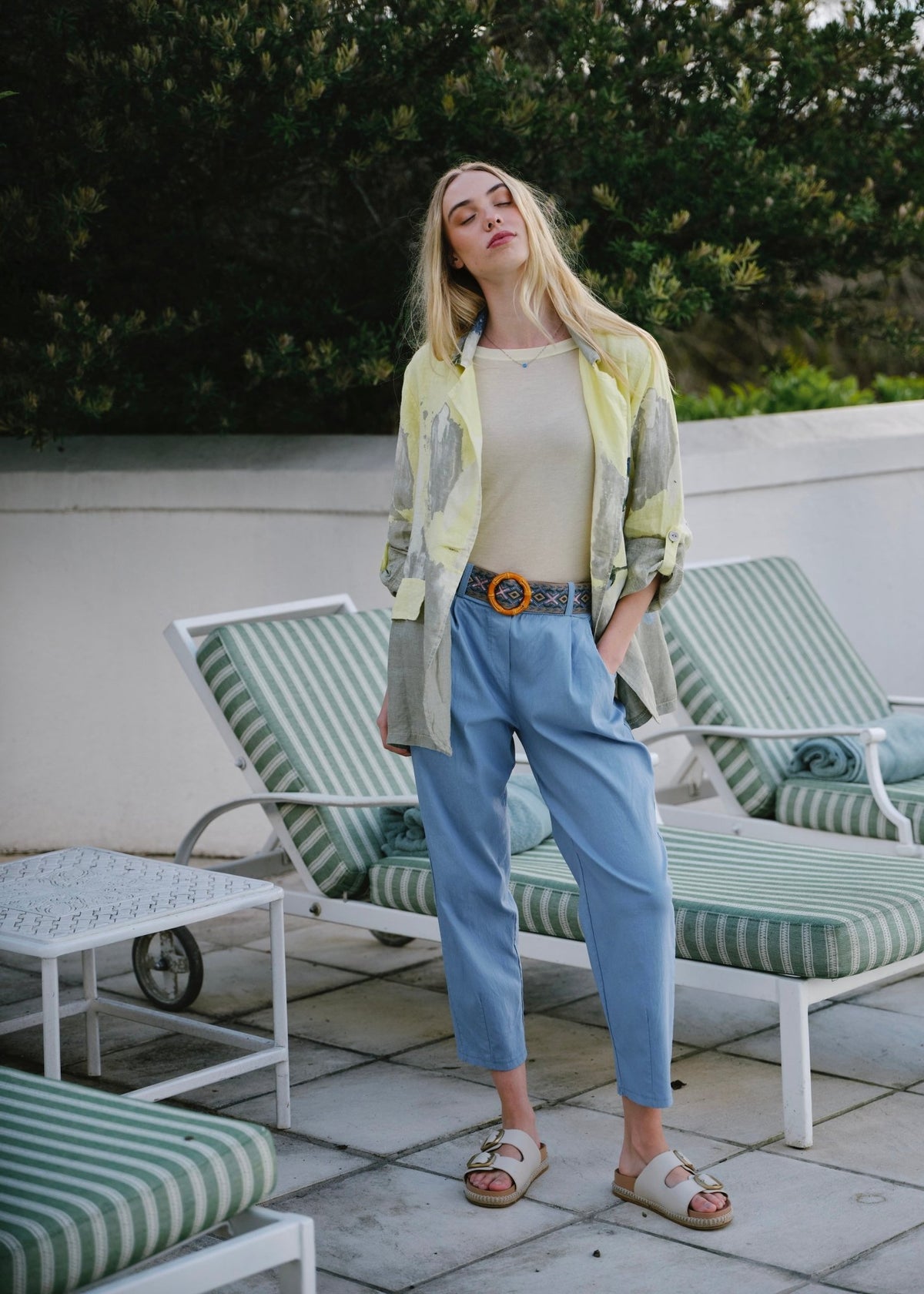 View our Cocoa Italian Tapered Pants In Denim - by Tribute Store