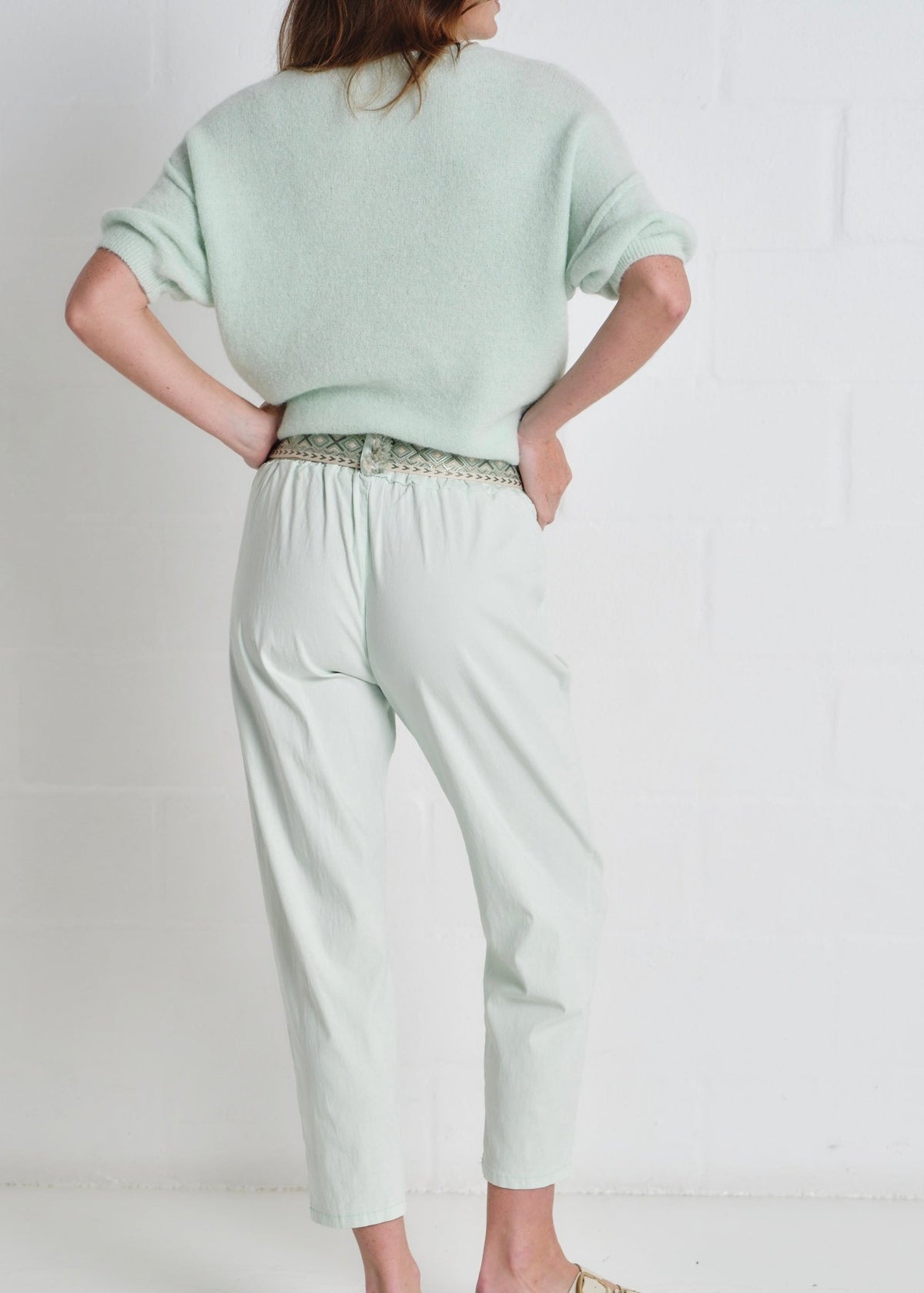 View our Cocoa Italian Tapered Pants In Mint - by Tribute Store