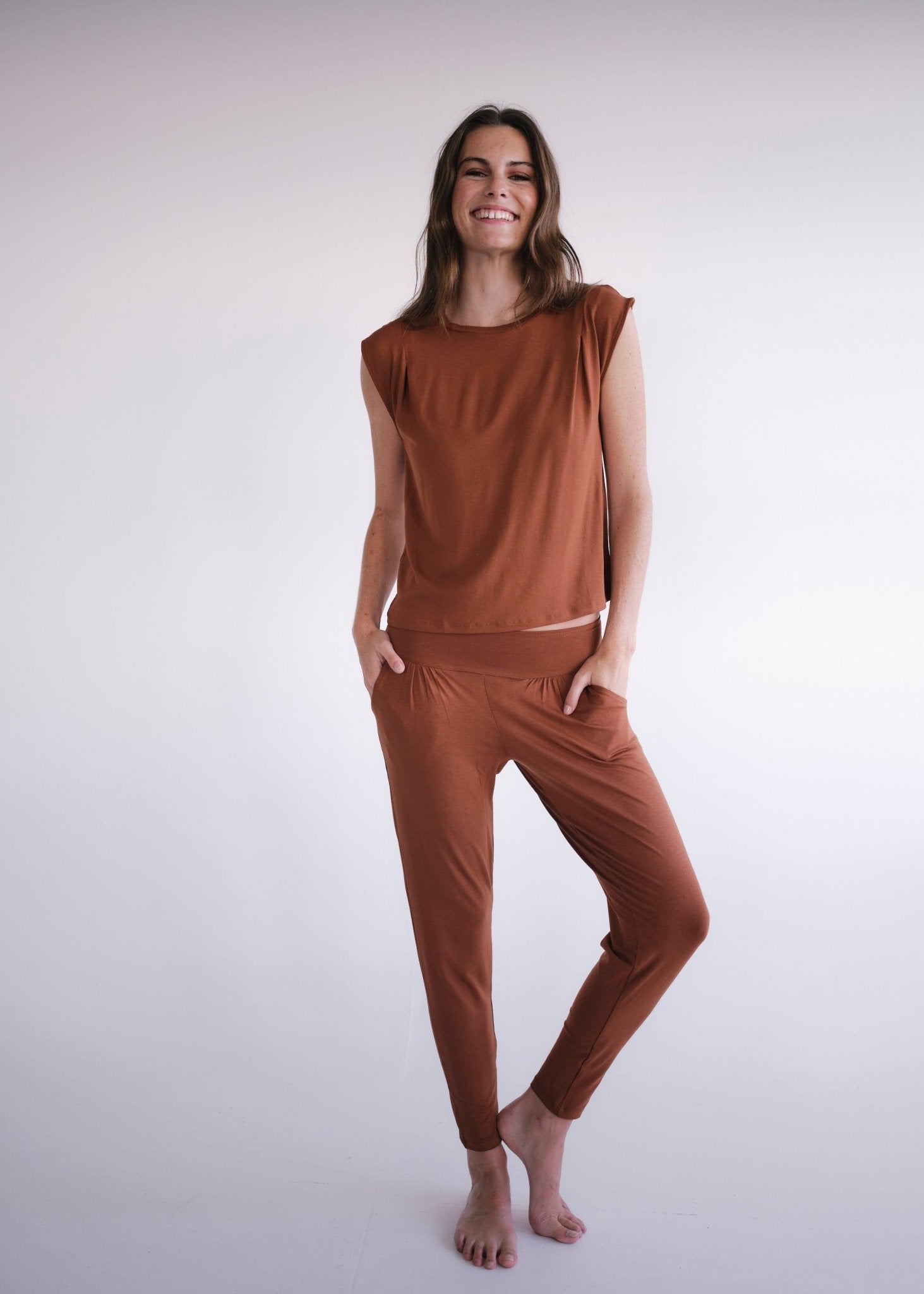 View our Cooper Relaxed Sleeveless Tee In Tabacco - by Tribute Store