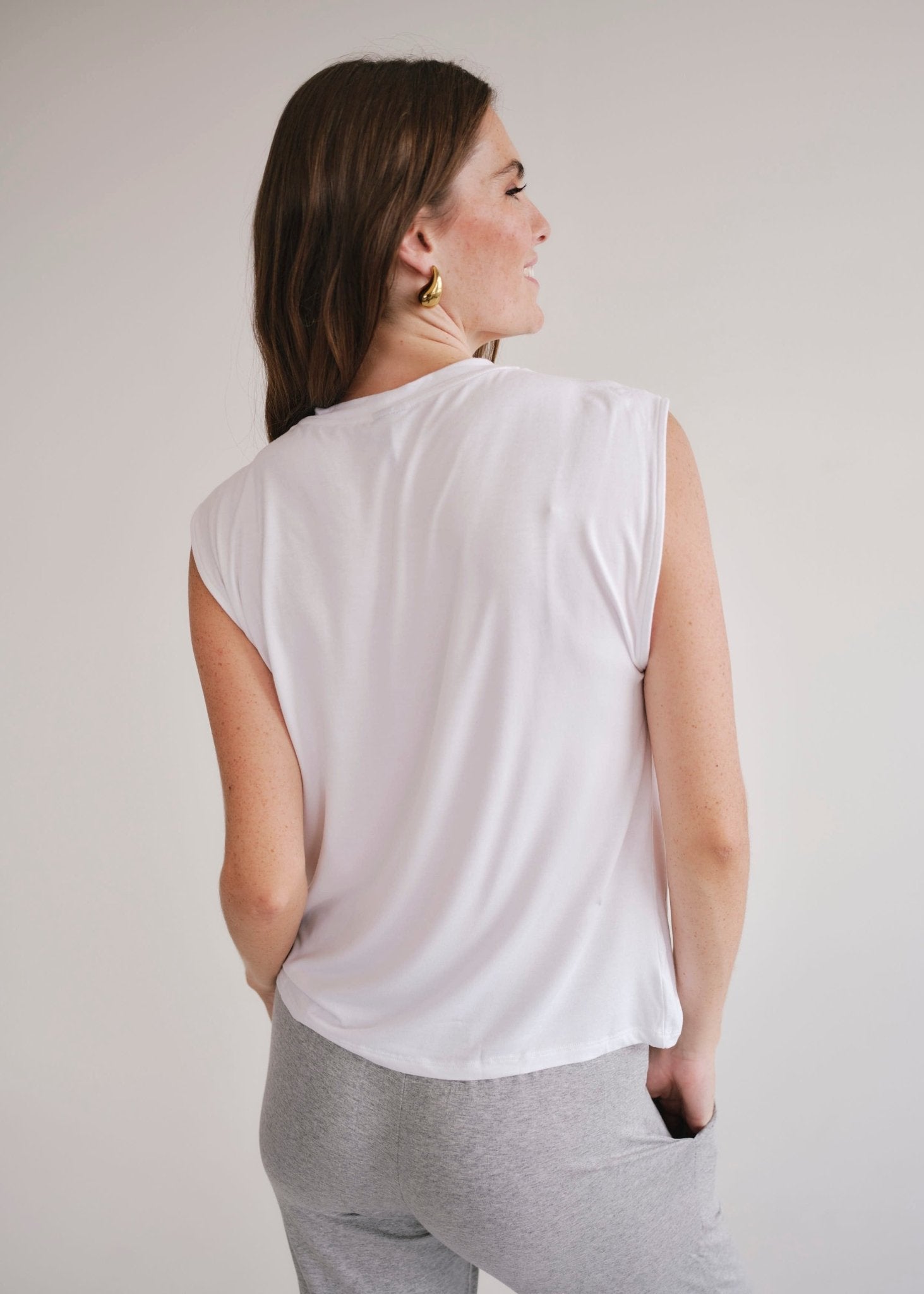 View our Cooper Relaxed Sleeveless Tee In White - by Tribute Store