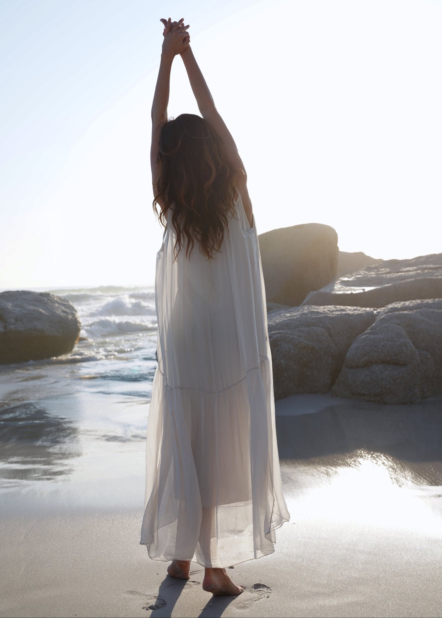 View our Copacabana Sleeveless Silk Maxi Dress In Cream - by Tribute Store