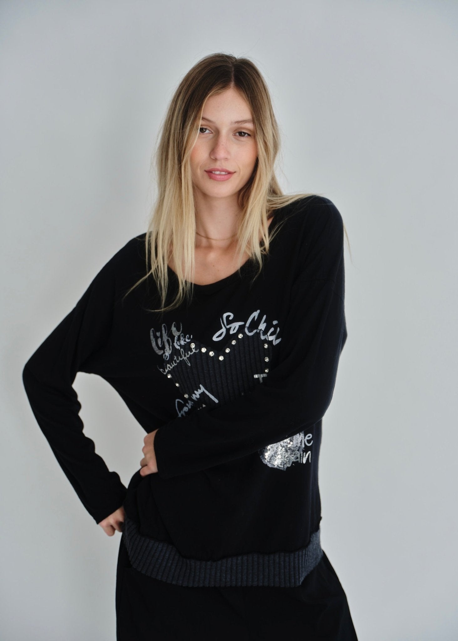 View our Corazon Italian Cotton Jumper In Black - by Tribute Store