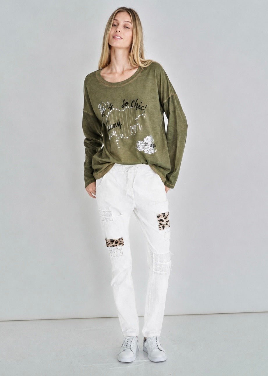 View our Corazon Italian Cotton Jumper In Khaki Green - by Tribute Store