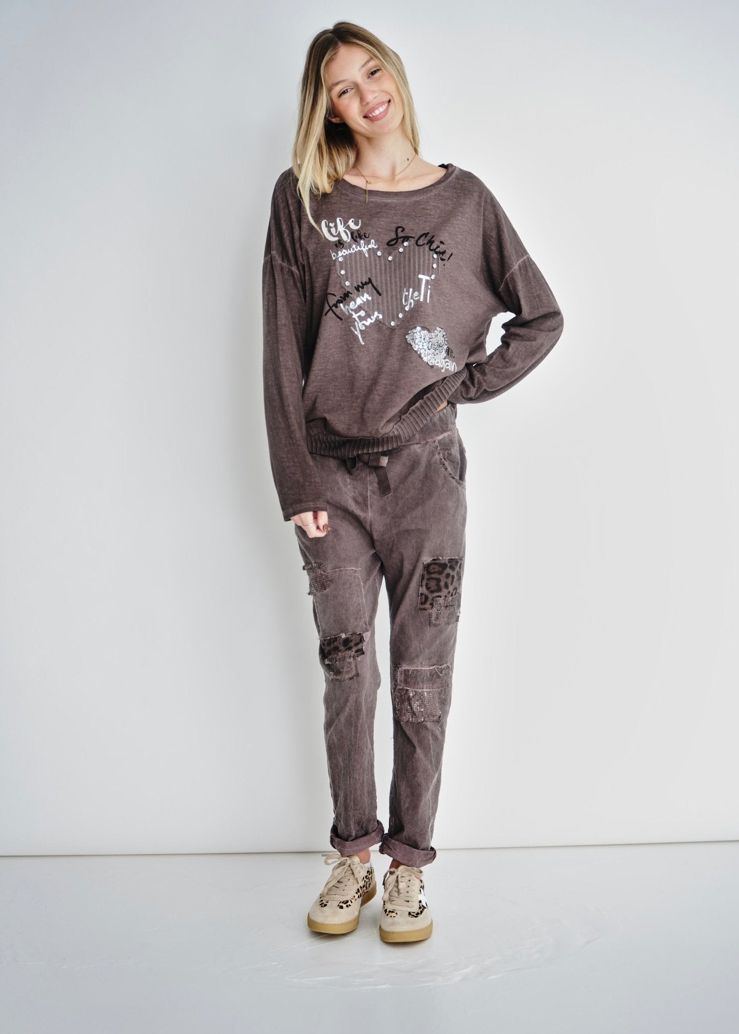 View our Corazon Italian Cotton Jumper In Stonewashed Berry - by Tribute Store