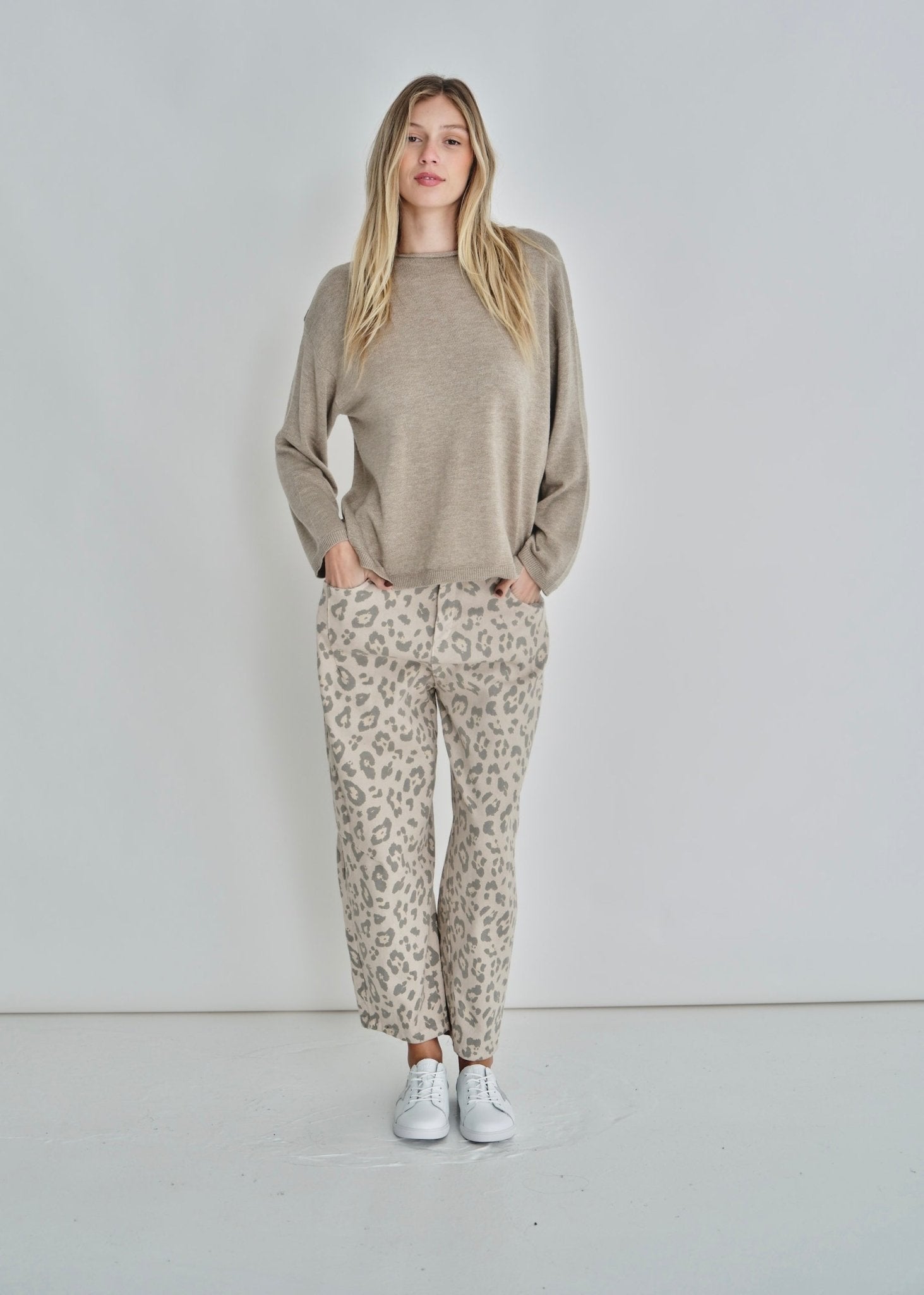 View our D’aliso Fine Gauge Boxy Knit In Beige - by Tribute Store