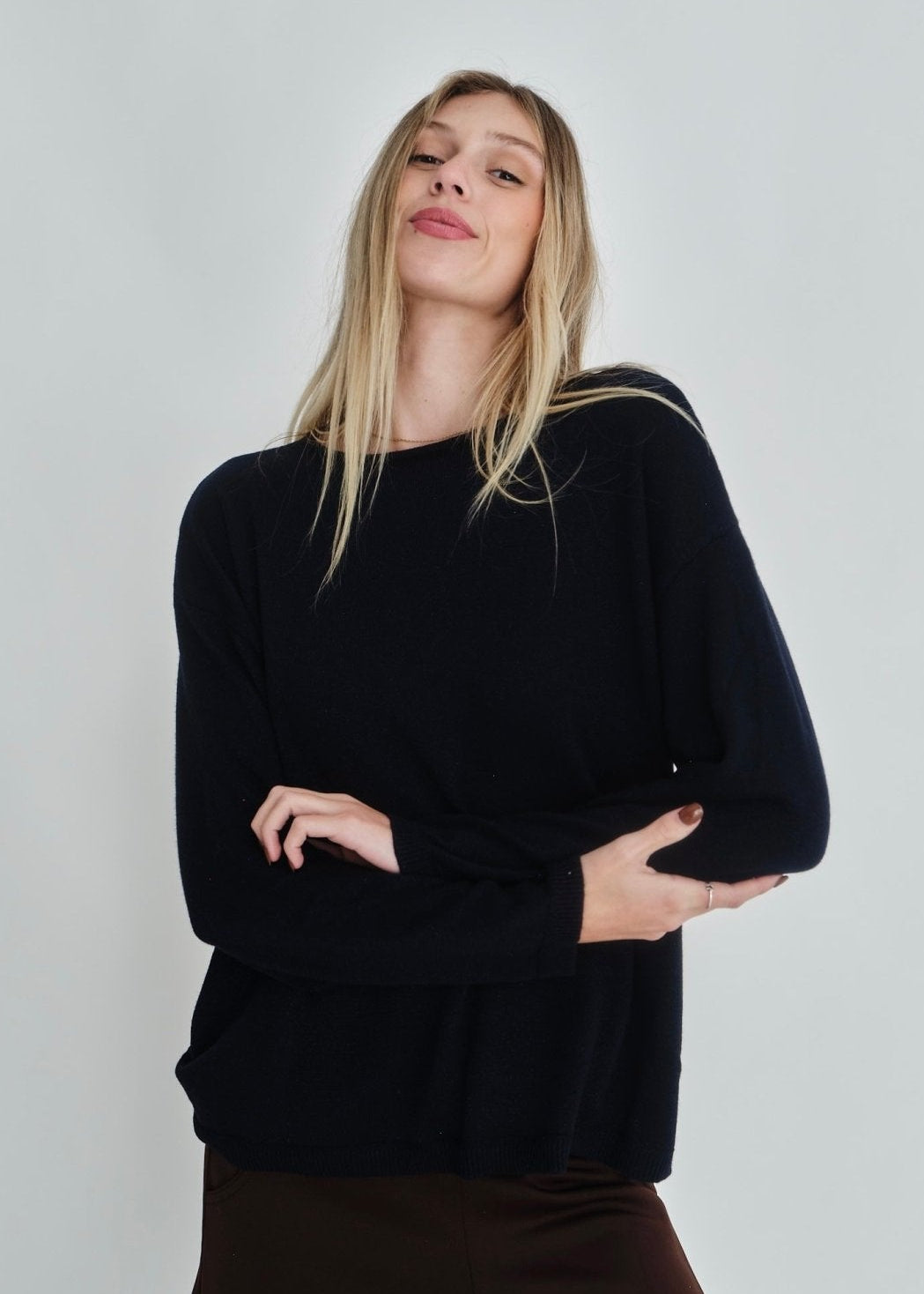 View our D’aliso Fine Gauge Boxy Knit In Navy - by Tribute Store