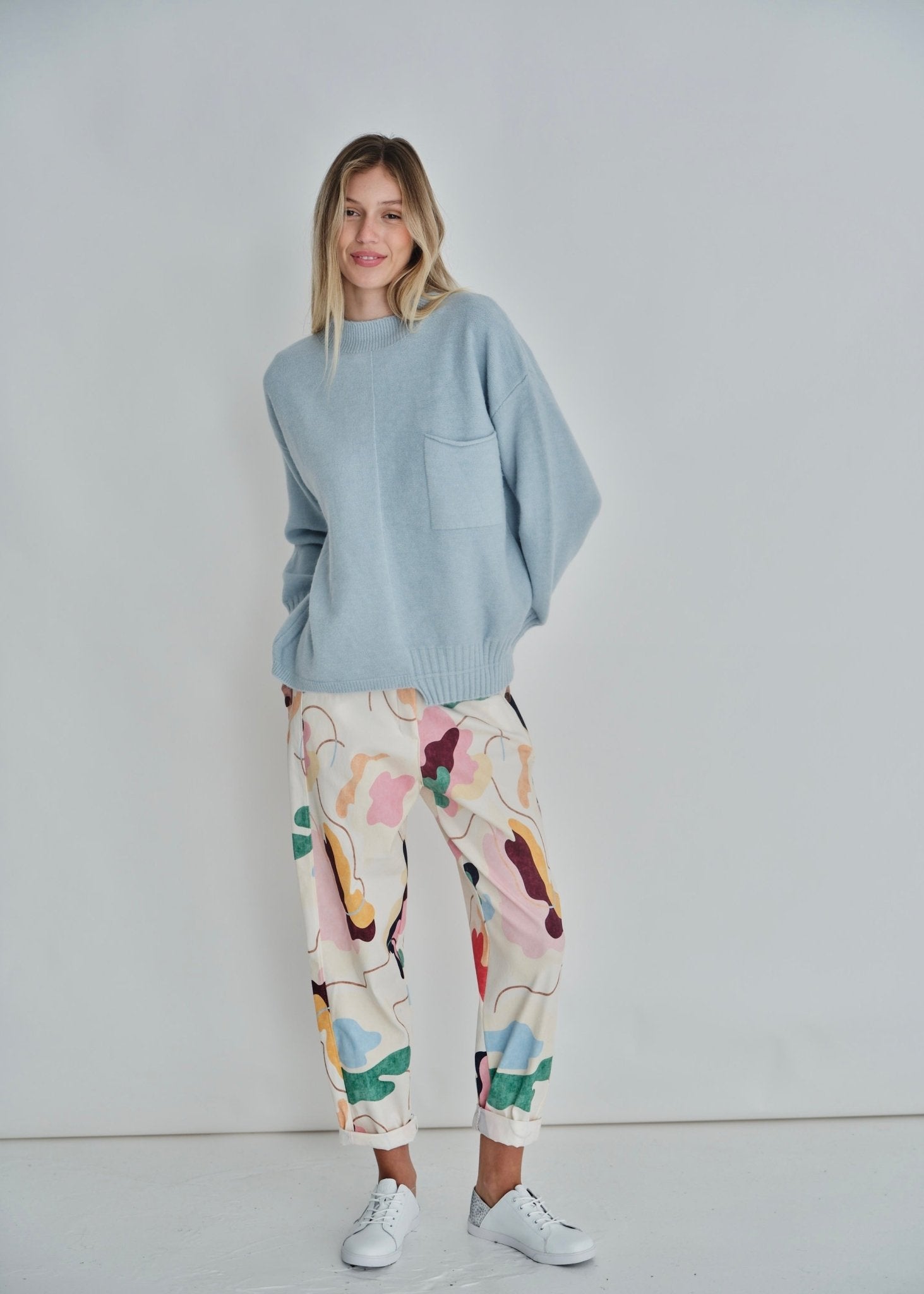View our Deco Italian Cotton Joggers with Paint Motif In Cream - by Tribute Store