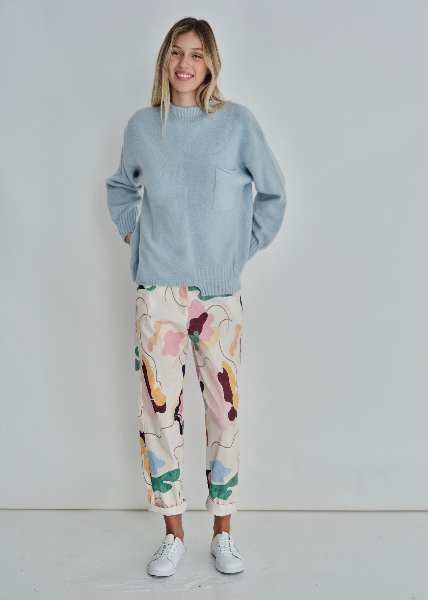 View our Deco Italian Cotton Joggers with Paint Motif In Cream - by Tribute Store