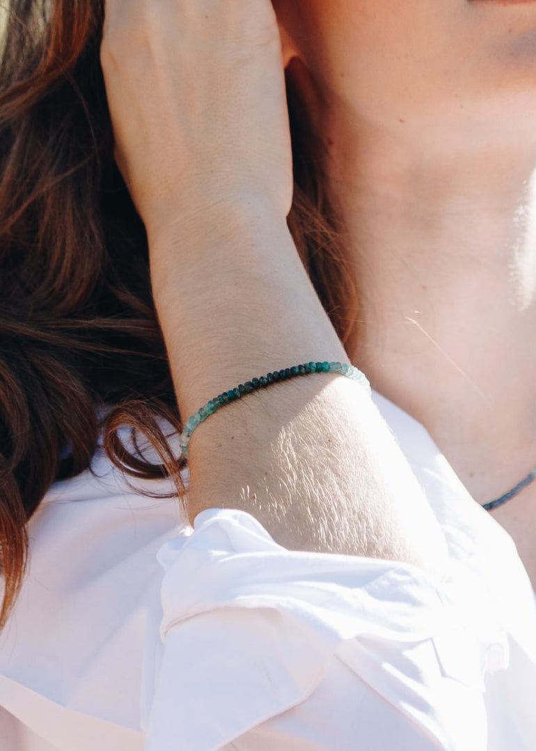 View our Emerald Ombre button Stone Bracelet - by Tribute Store
