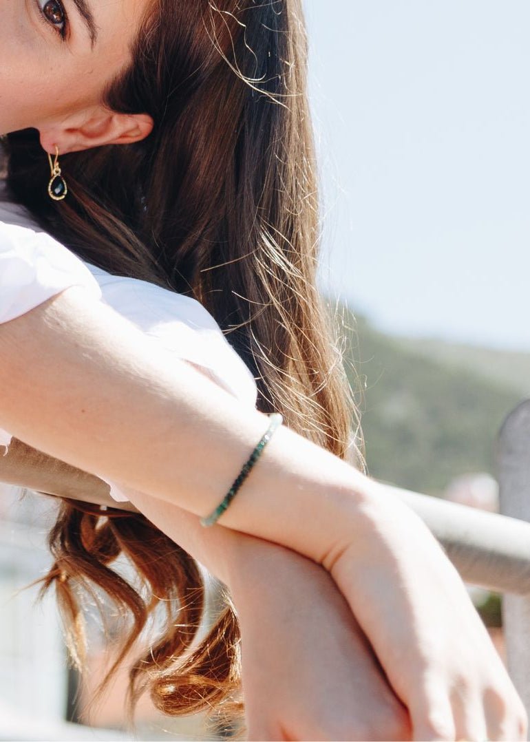 View our Emerald Ombre button Stone Bracelet - by Tribute Store