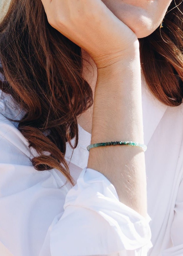 View our Emerald Ombre button Stone Bracelet - by Tribute Store