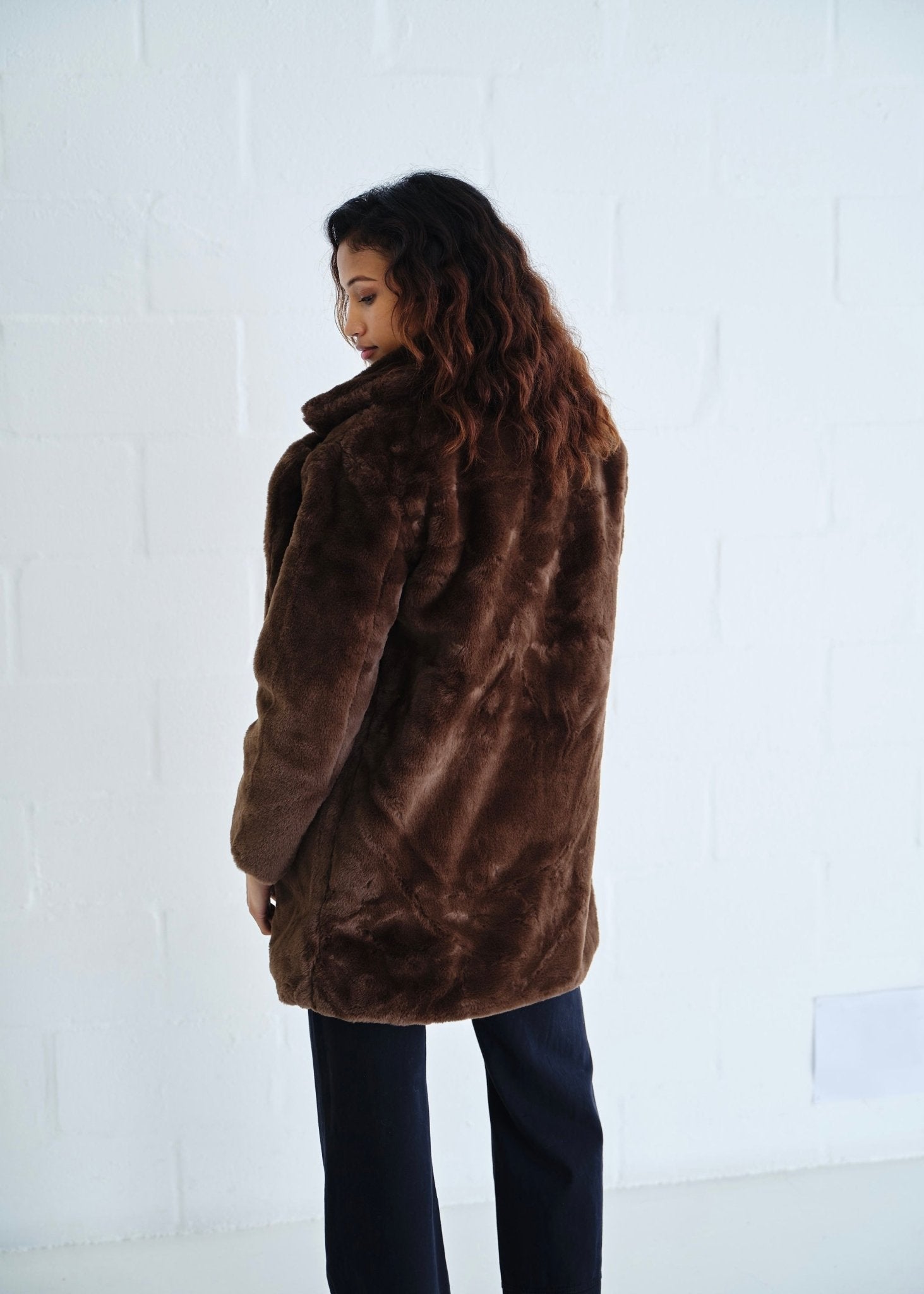 View our Faux Fur Jacket In Chocolate - by Tribute Store