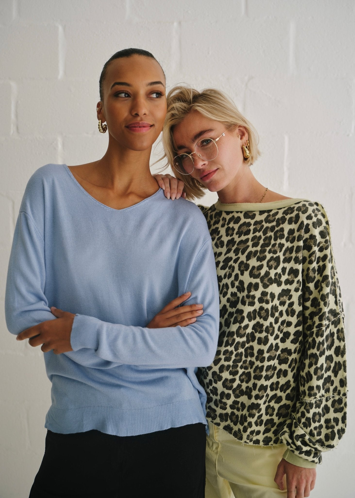 View our Florence Italian Oversized V Neck Knit In Jean Blue - by Tribute Store