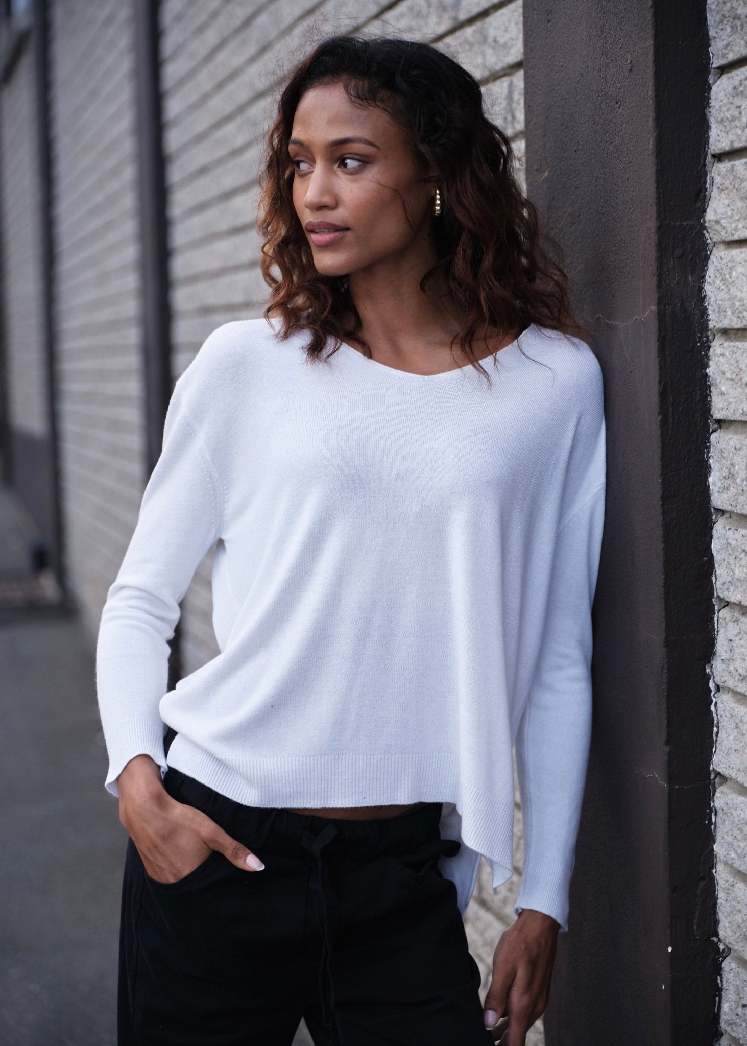 View our Florence Italian Oversized V Neck Knit In White - by Tribute Store