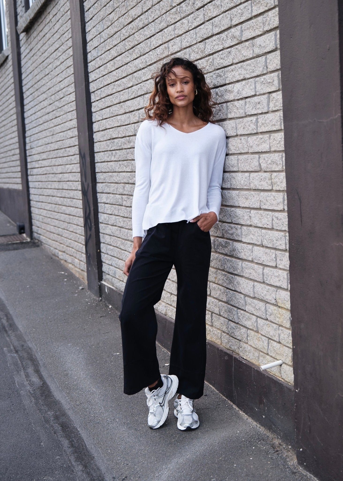 View our Florence Italian Oversized V Neck Knit In White - by Tribute Store
