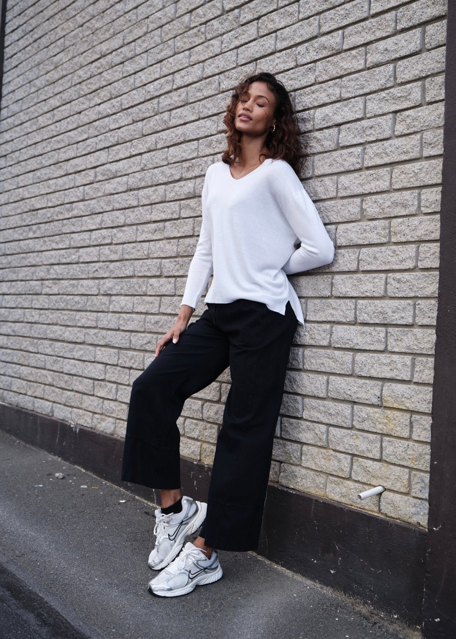 View our Florence Italian Oversized V Neck Knit In White - by Tribute Store