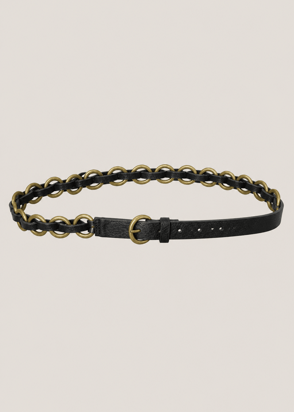 View our Genuine Leather Belt With Gold Chain detail In Black - by Tribute Store