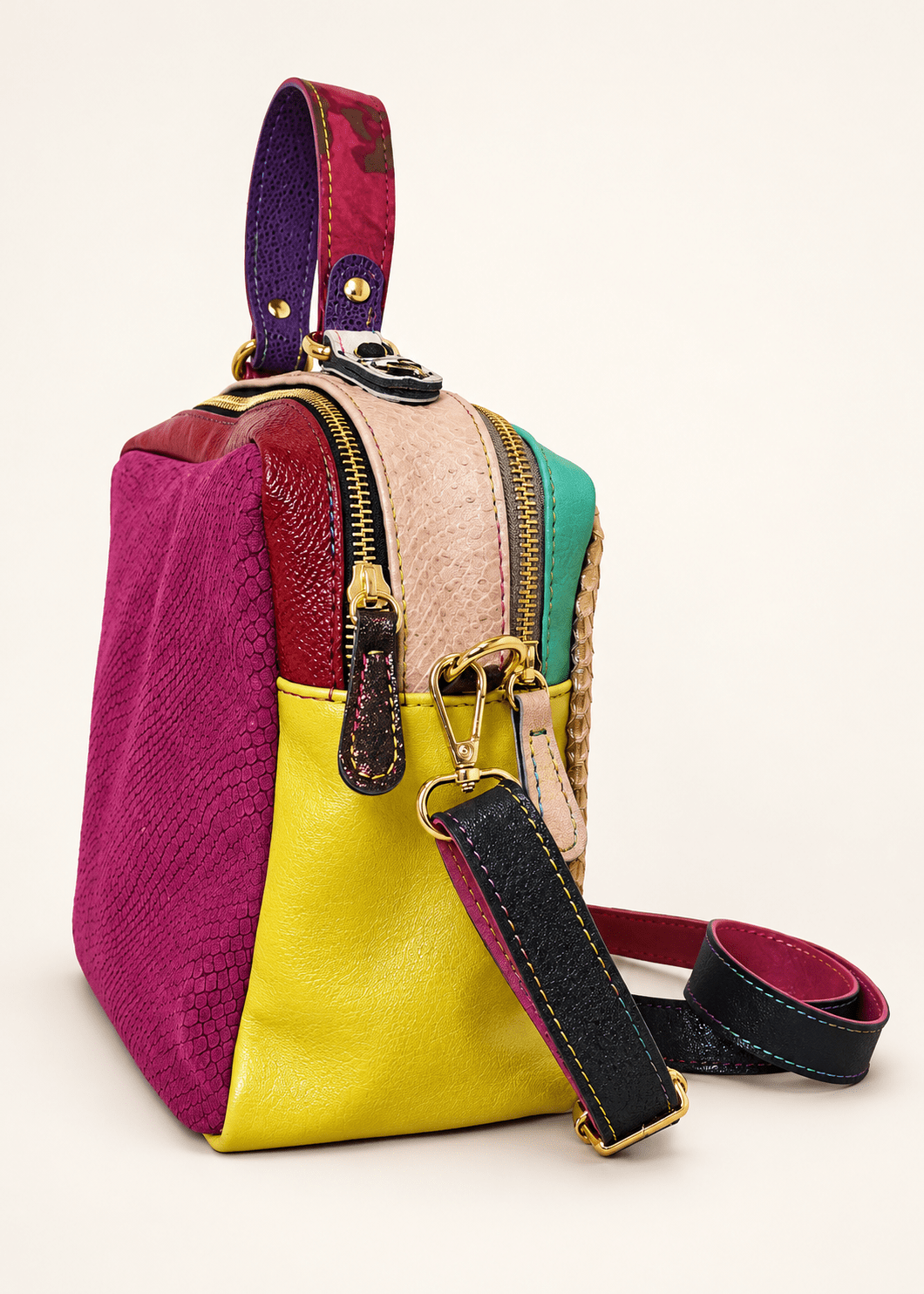 View our Genuine Leather Patchwork Crossbody Bag - by Tribute Store