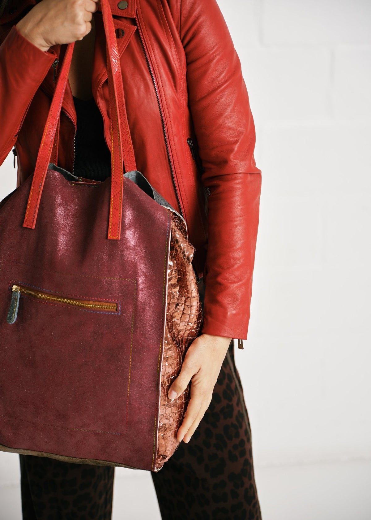 View our Genuine Leather Patchwork Tote Bag - by Tribute Store