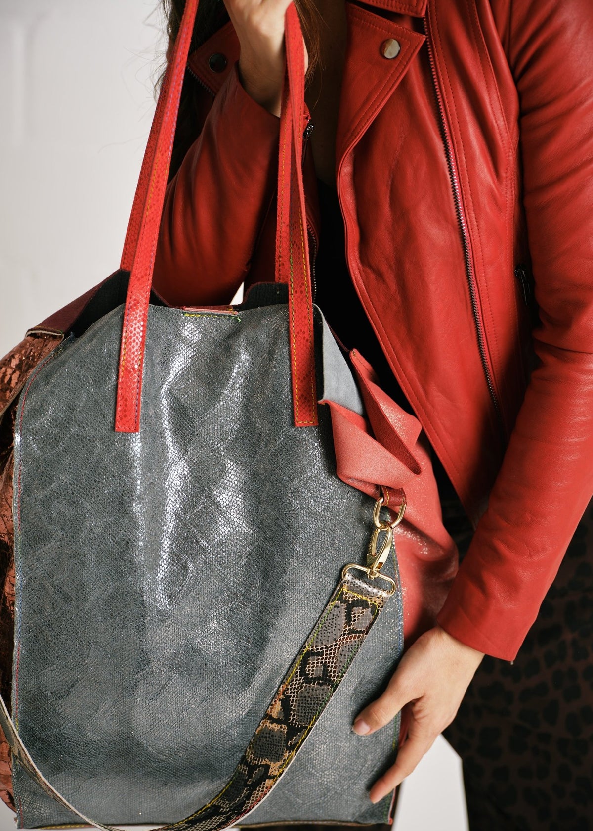 View our Genuine Leather Patchwork Tote Bag - by Tribute Store