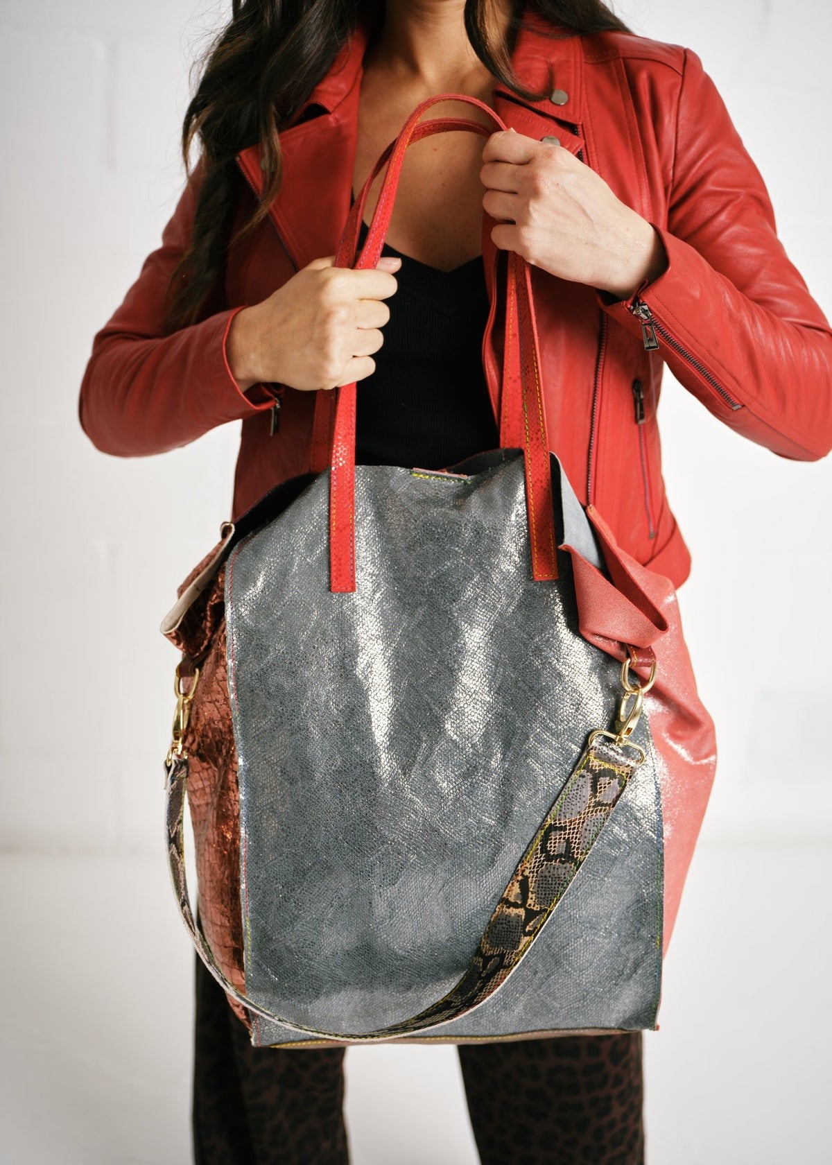 View our Genuine Leather Patchwork Tote Bag - by Tribute Store