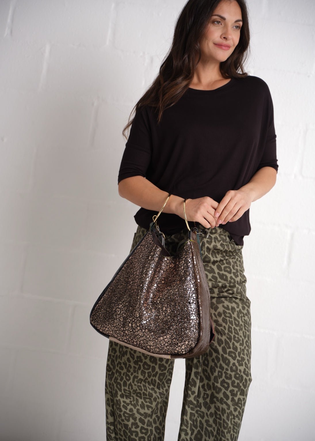 View our Genuine Leather Slouchy Shoulder Bag In Pewter - by Tribute Store