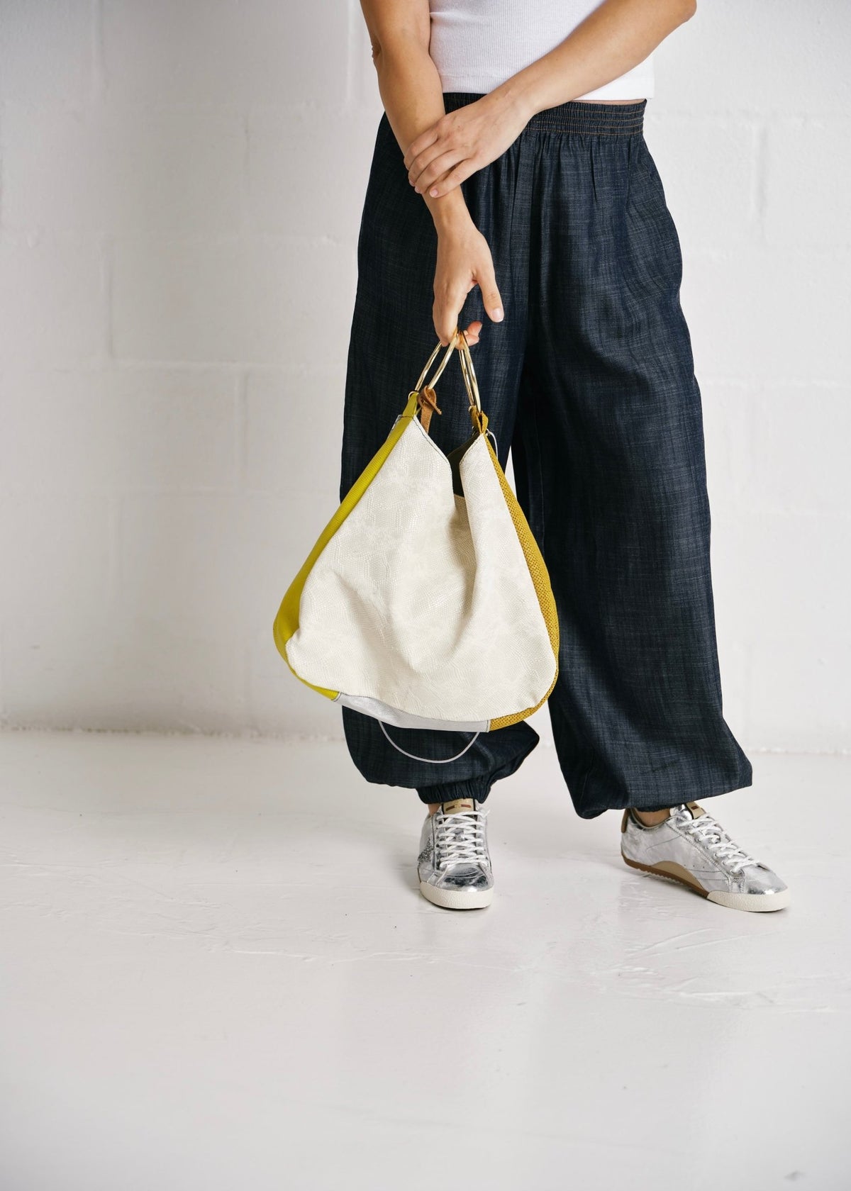View our Genuine Leather Slouchy Shoulder Bag In Silver - by Tribute Store