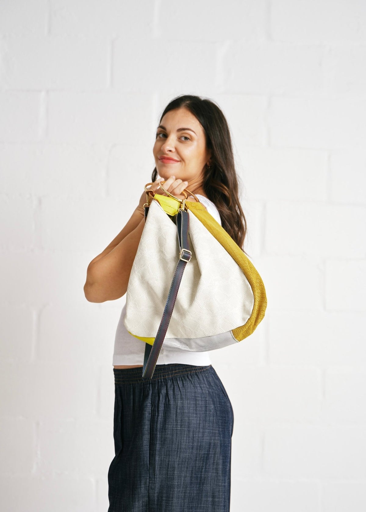 View our Genuine Leather Slouchy Shoulder Bag In Silver - by Tribute Store