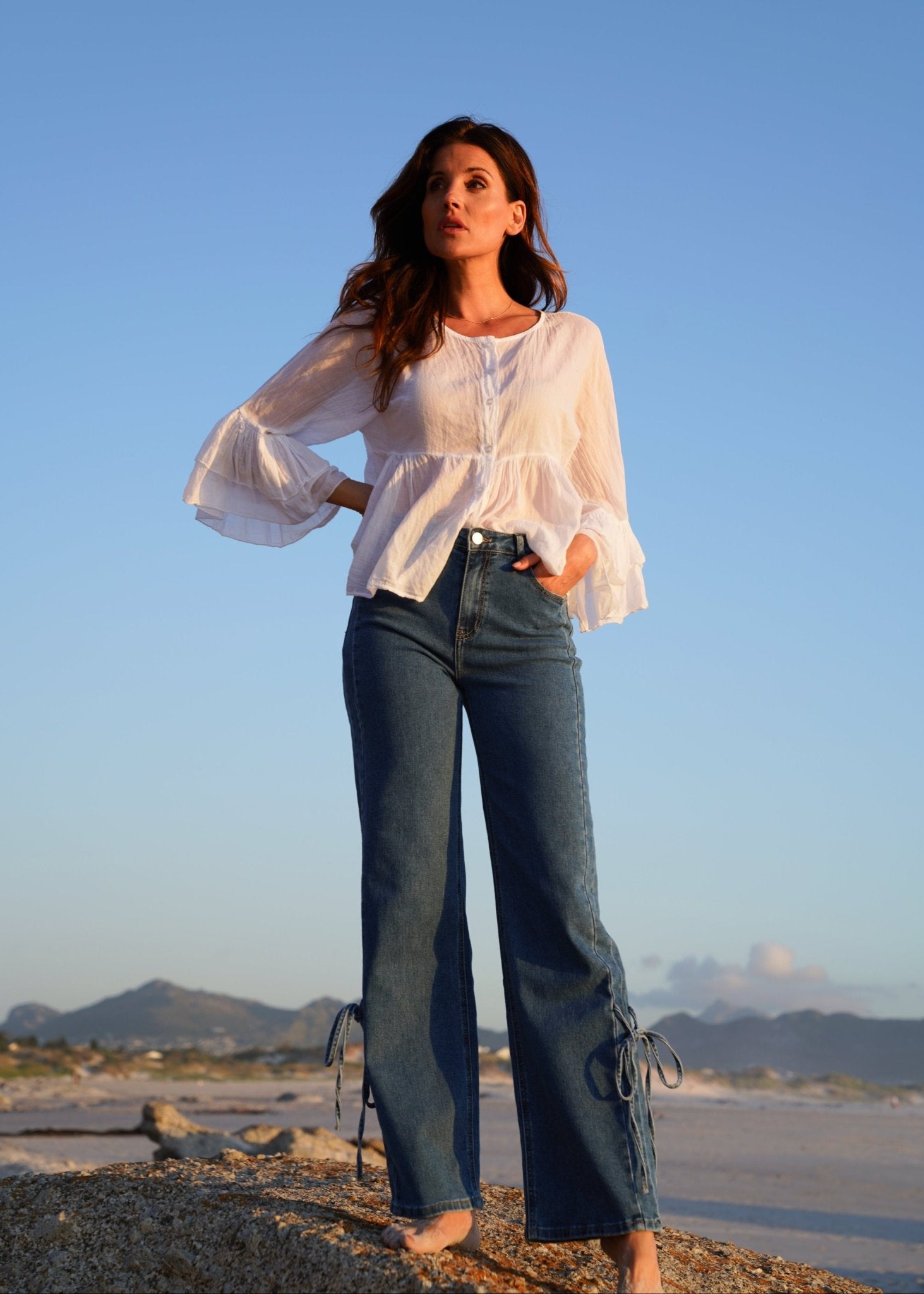 View our Gia Italian Cotton Boho Blouse In White - by Tribute Store