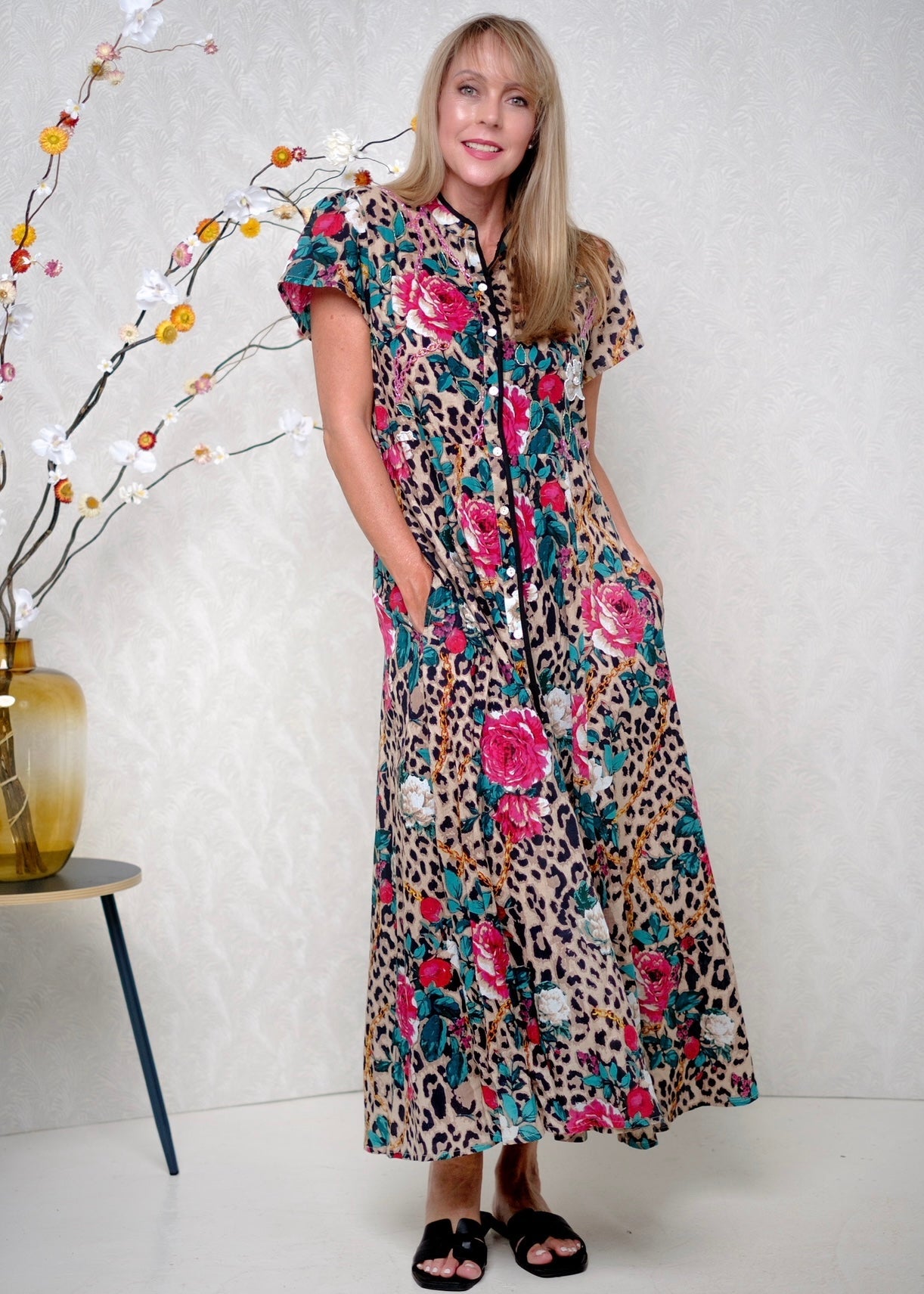 View our Giada Maxi Tiered Dress In Animal Print - by Tribute Store