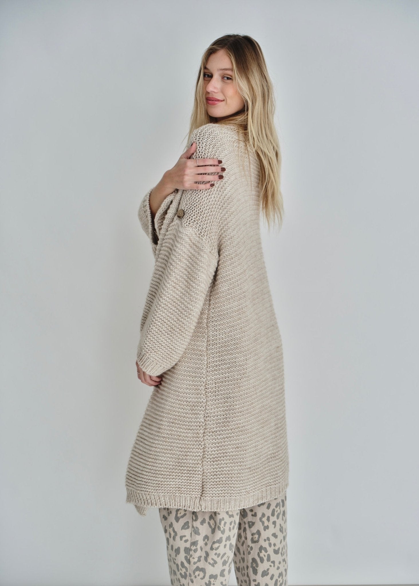 View our Gigi Chunky Cardigan In Beige - by Tribute Store