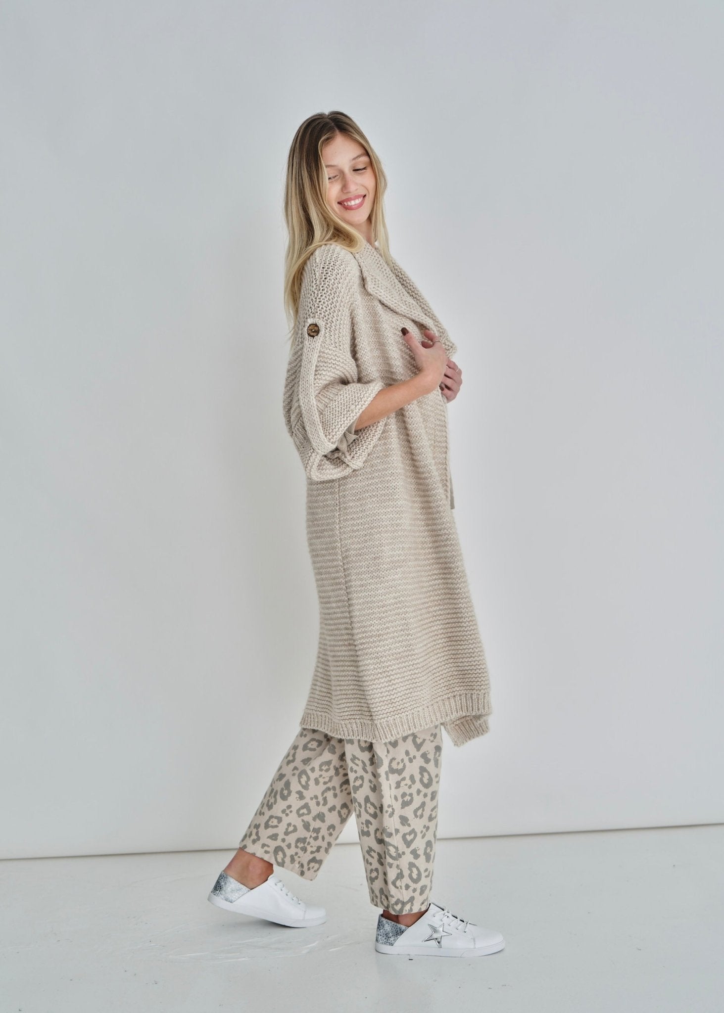 View our Gigi Chunky Cardigan In Beige - by Tribute Store