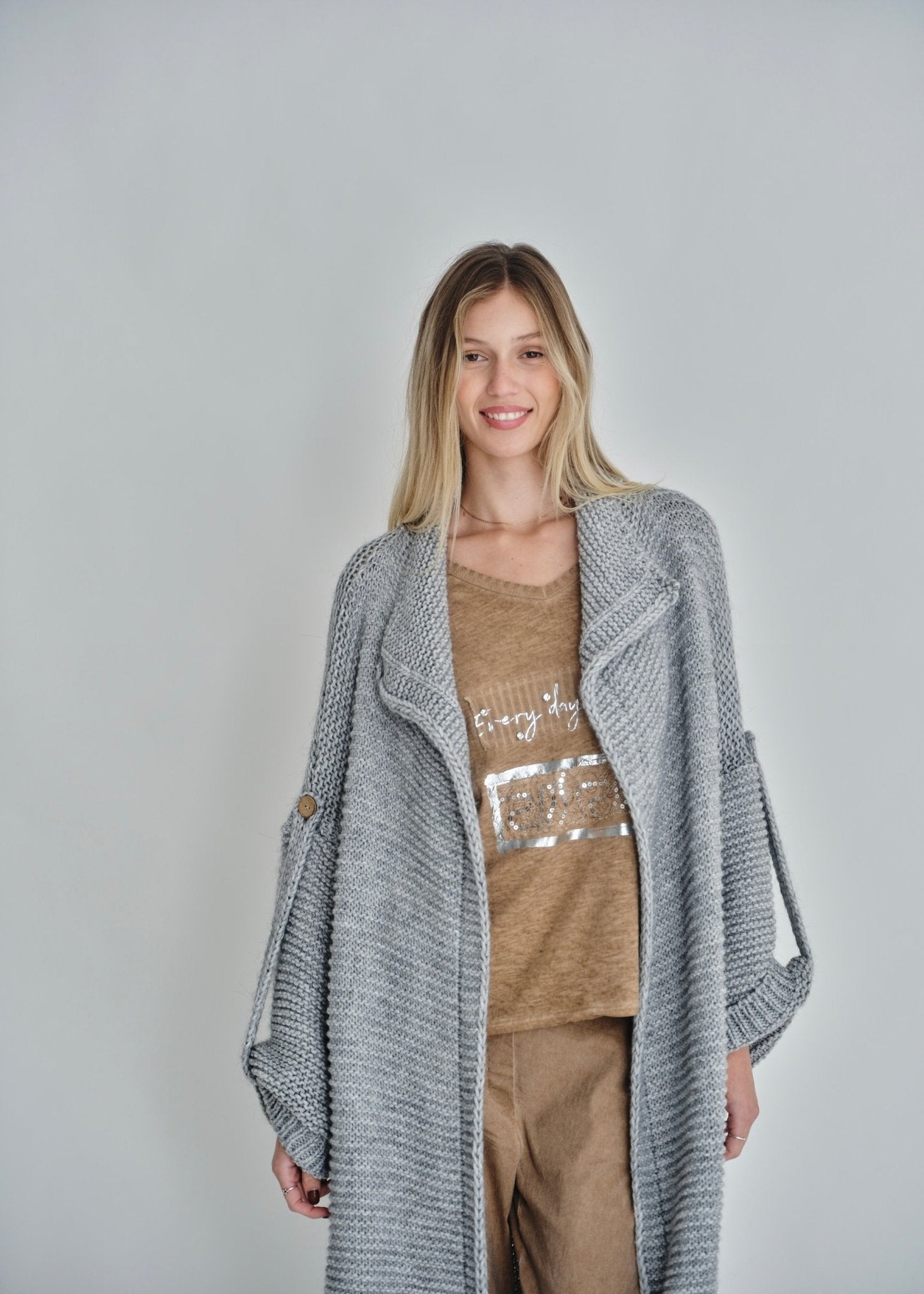 View our Gigi Chunky Cardigan In Grey - by Tribute Store