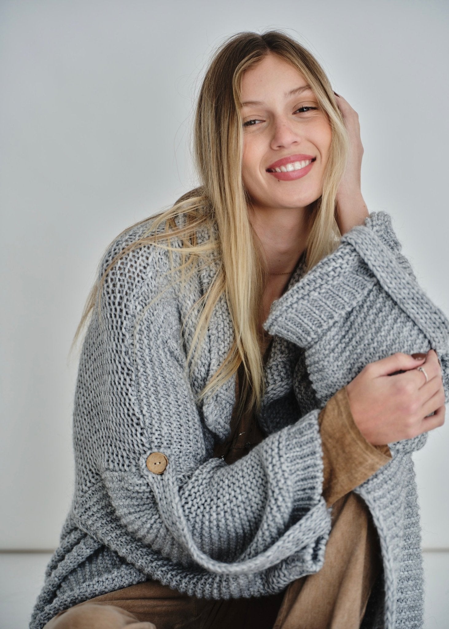 View our Gigi Chunky Cardigan In Grey - by Tribute Store