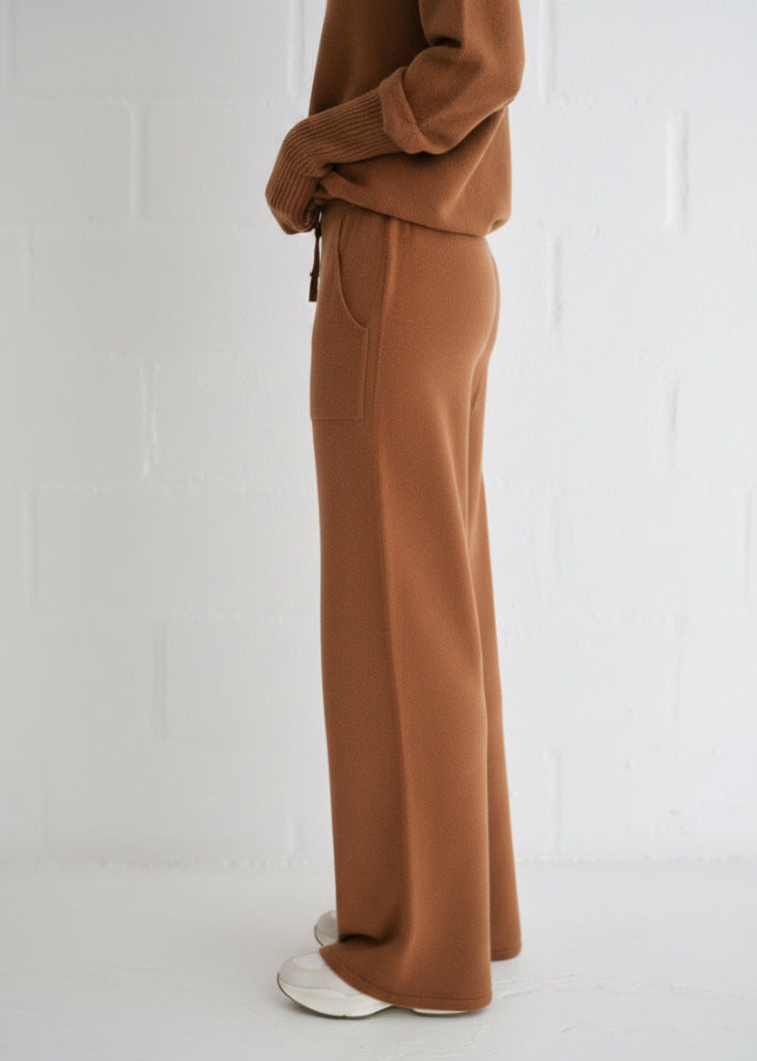 View our Giulia Italian Knitted Palazzo Pants In Taupe - by Tribute Store