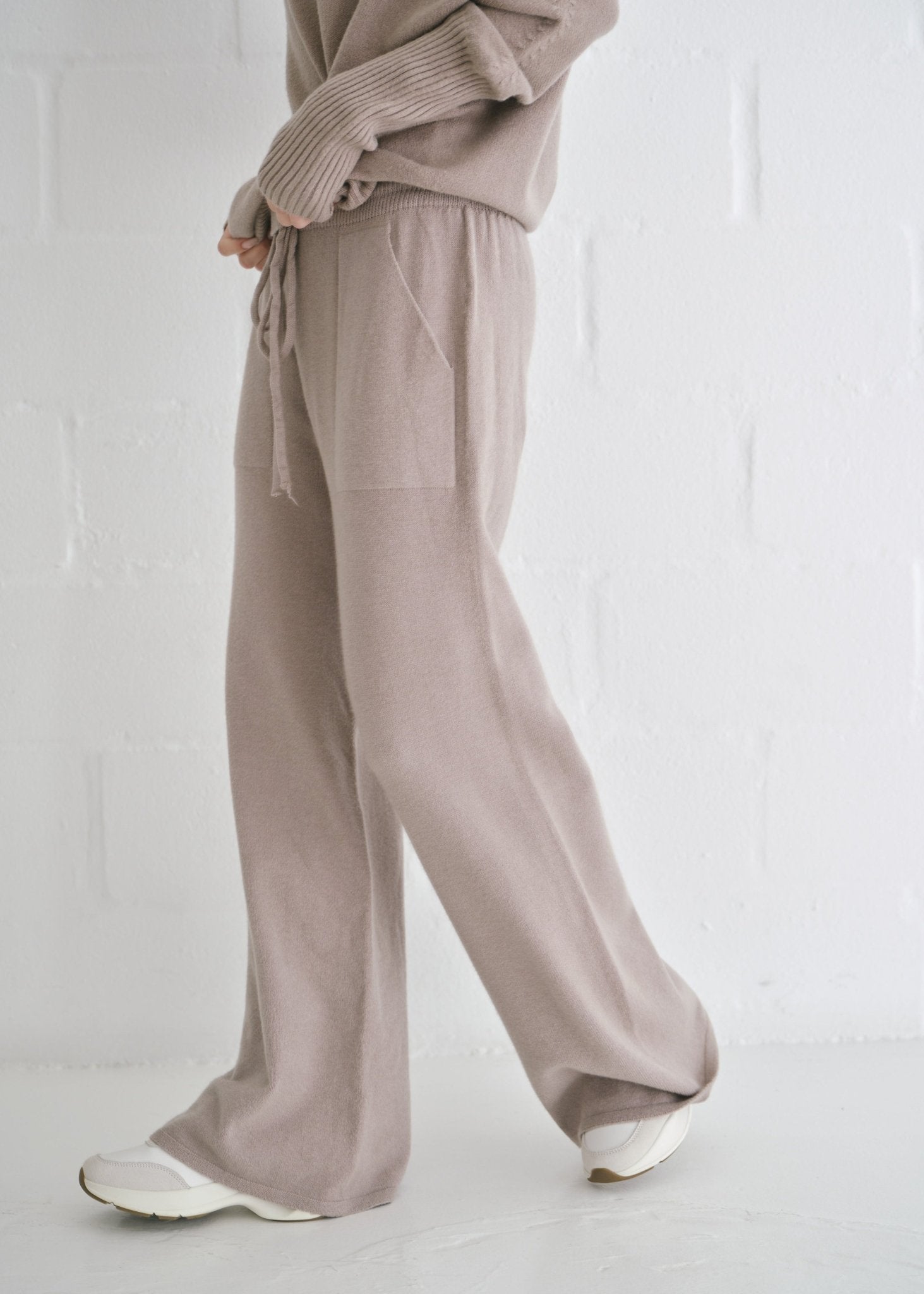 View our Giulia Italian Knitted Palazzo Pants In Taupe - by Tribute Store