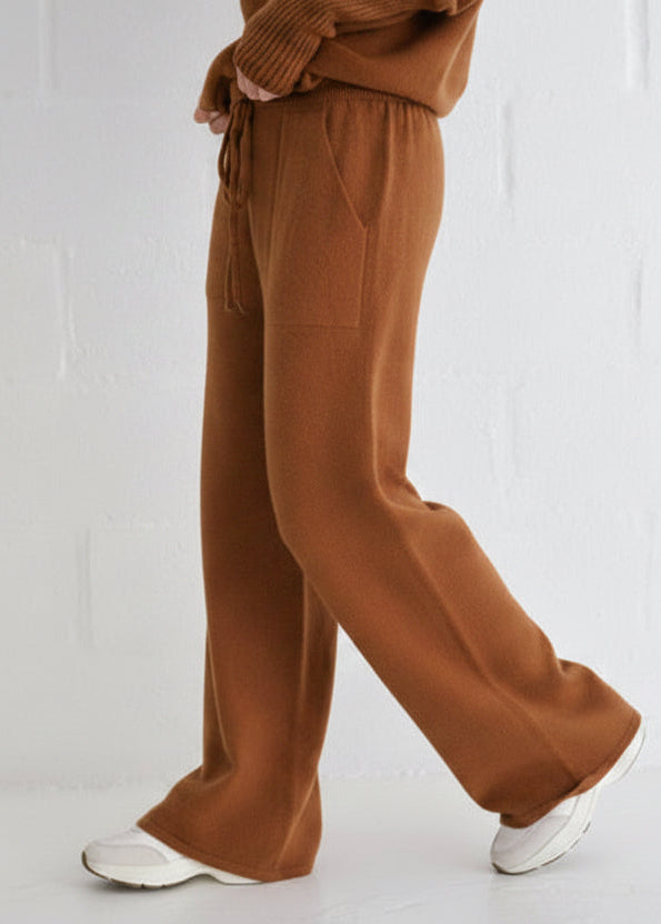 View our Giulia Italian Knitted Palazzo Pants In Taupe - by Tribute Store