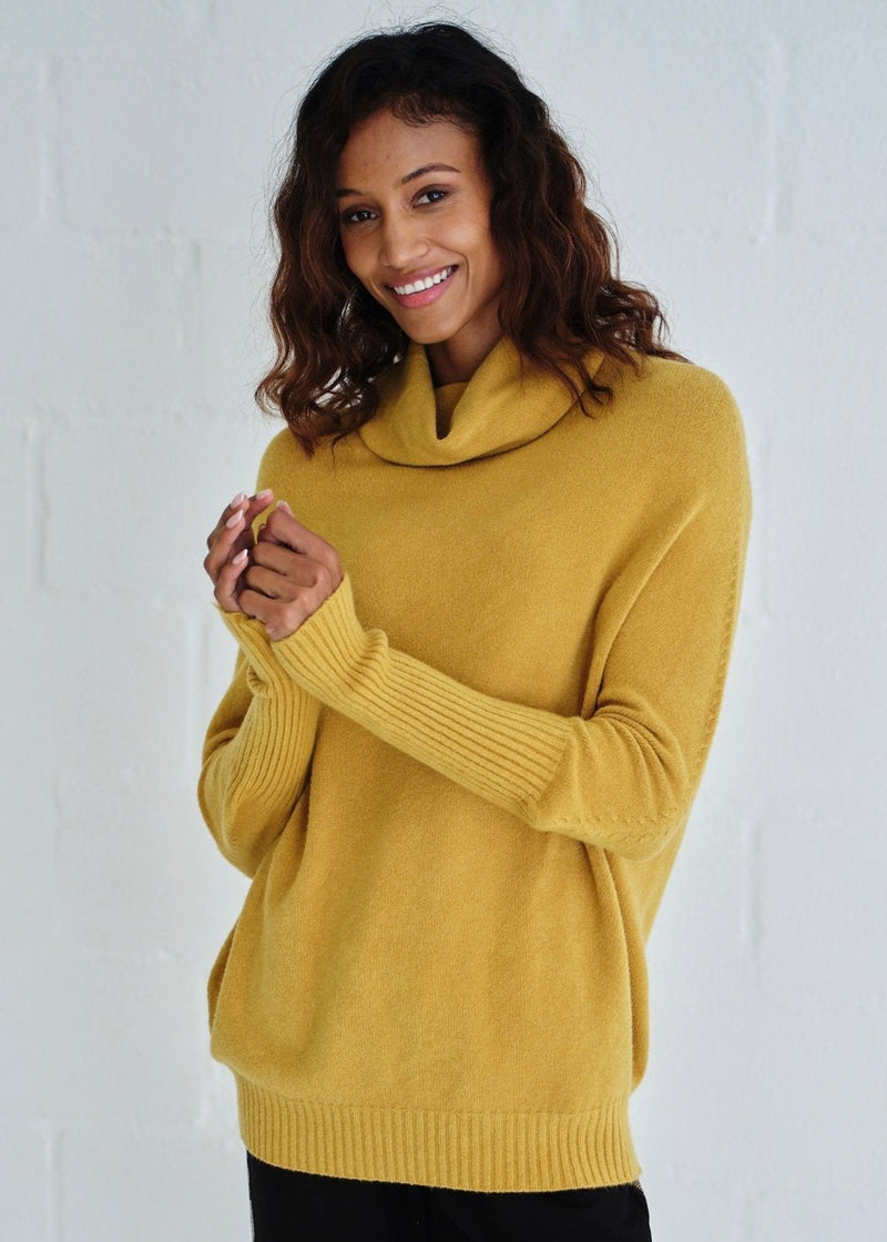 View our Giulia Italian Oversized Polo Neck In Mustard - by Tribute Store