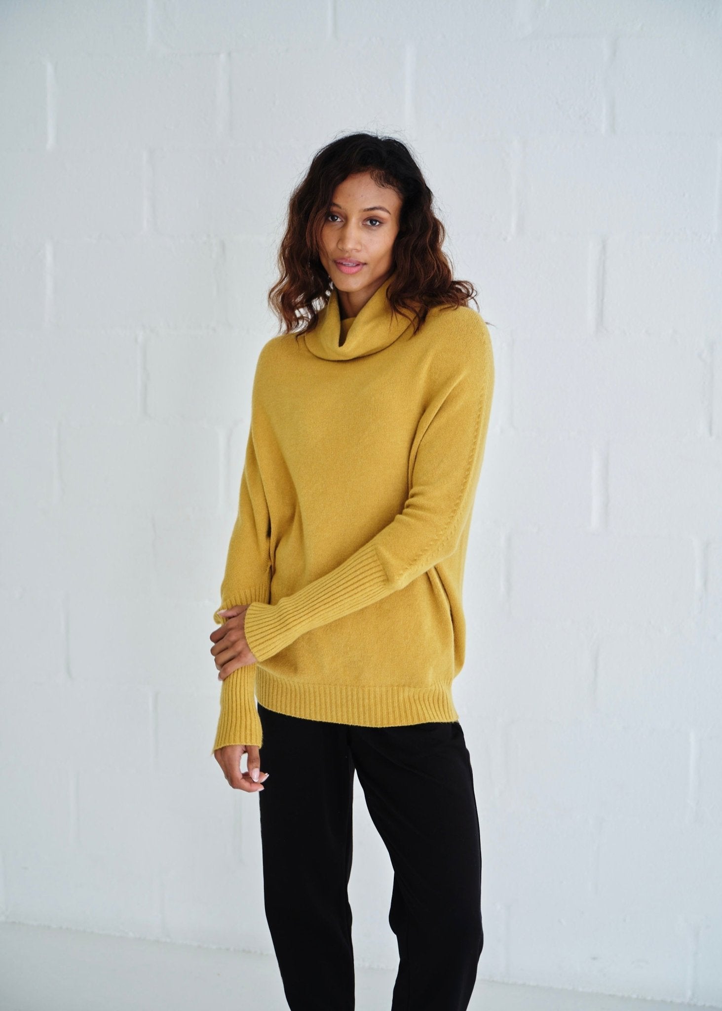 View our Giulia Italian Oversized Polo Neck In Mustard - by Tribute Store