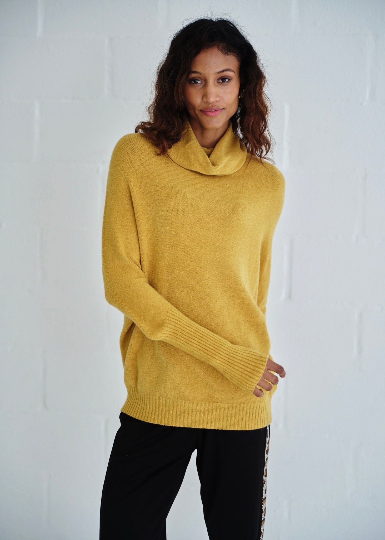 View our Giulia Italian Oversized Polo Neck In Mustard - by Tribute Store