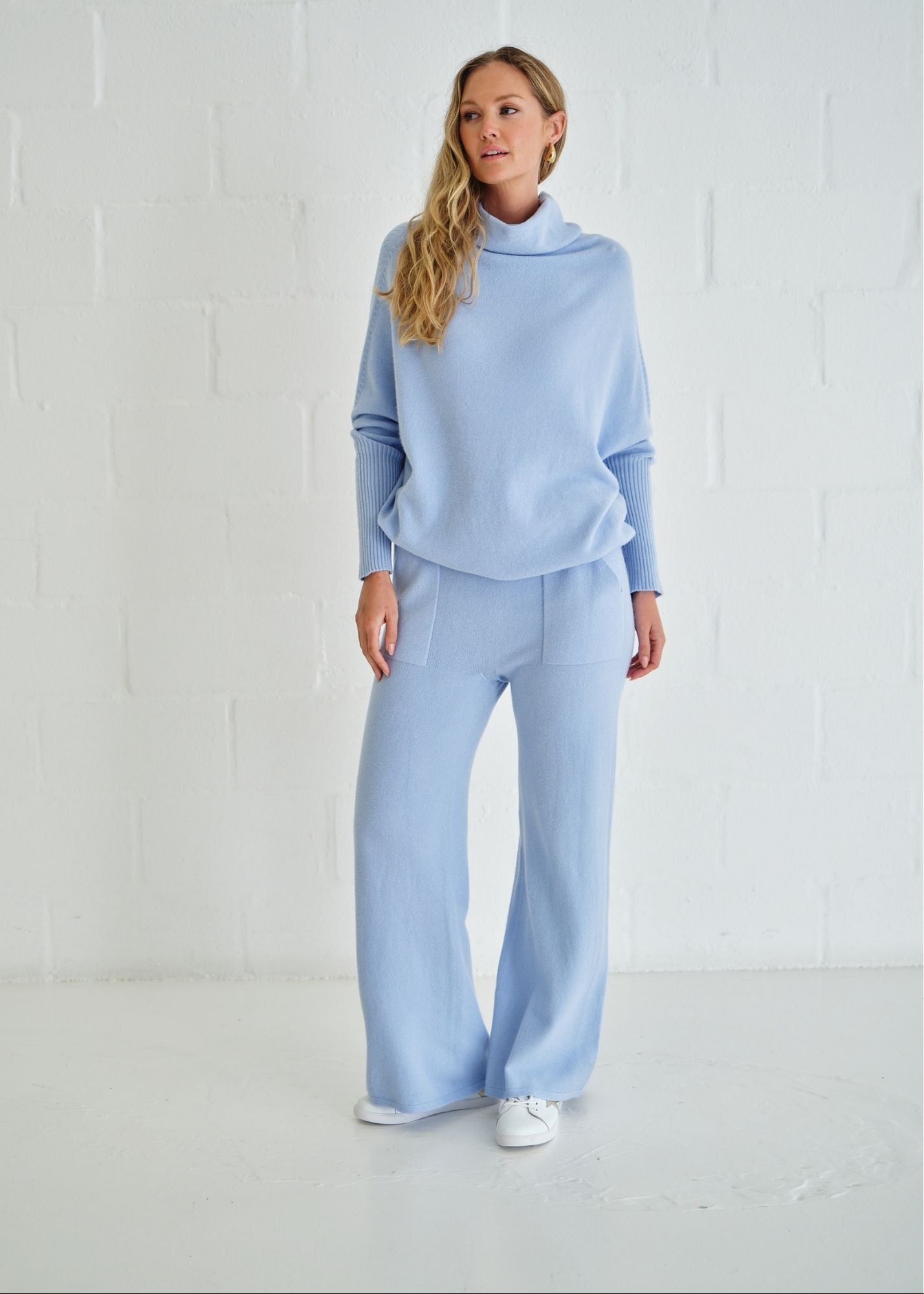 View our Giulia Italian Oversized Polo Neck In Sky Blue - by Tribute Store