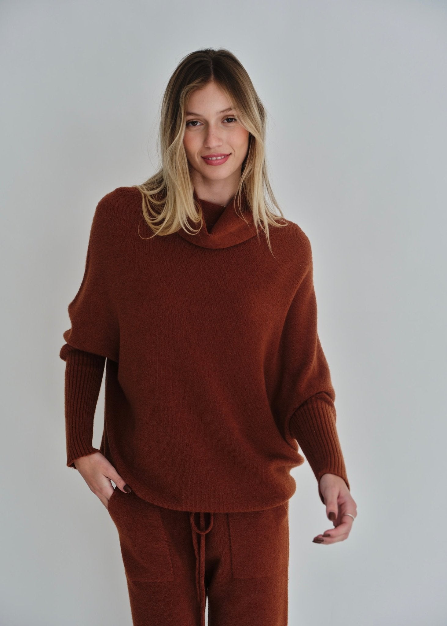 View our Giulia Italian Oversized Polo Neck In Tobacco - by Tribute Store
