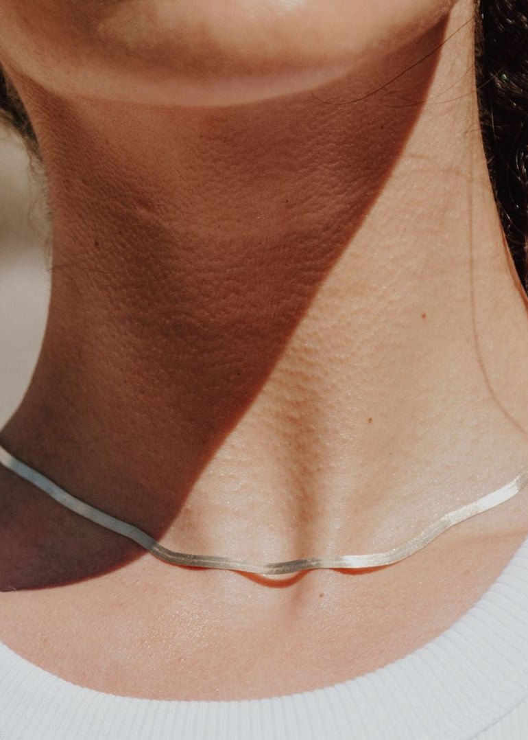 View our Gold Italian Long-wearing Thick Herringbone Necklace - by Tribute Store