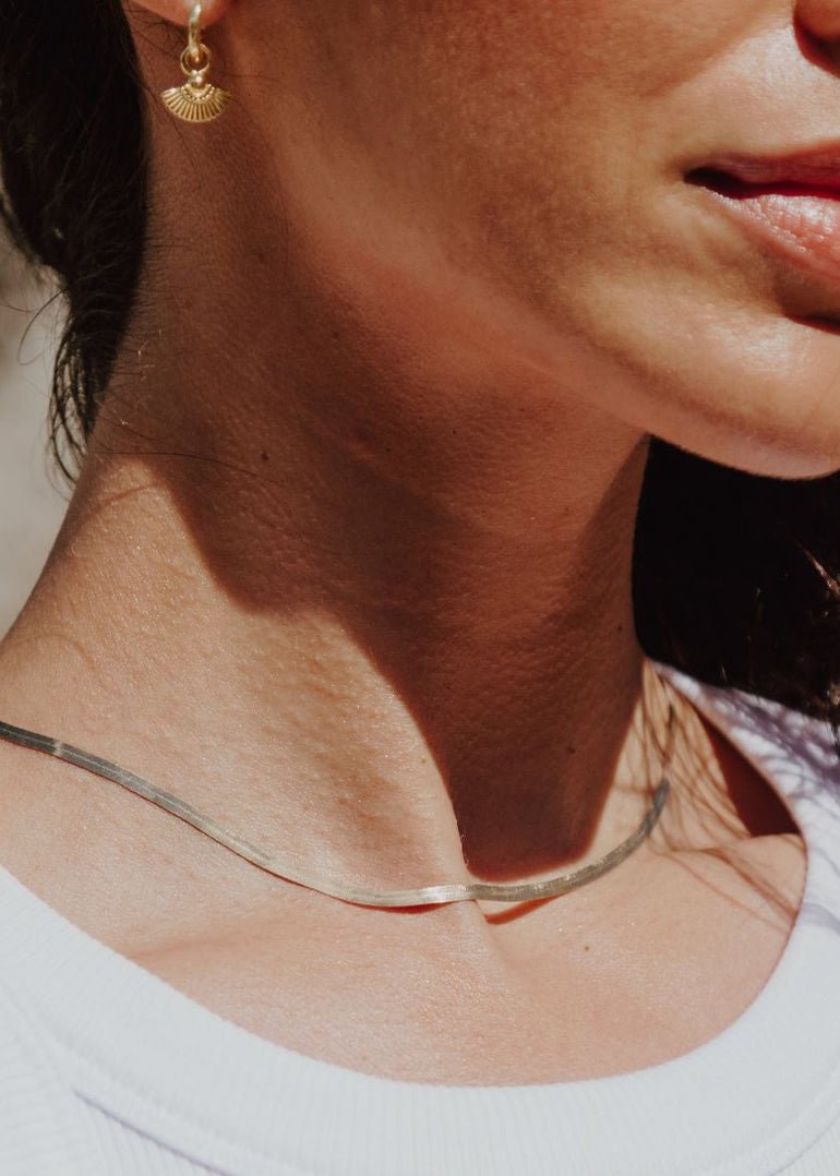 View our Gold Italian Long-wearing Thick Herringbone Necklace - by Tribute Store