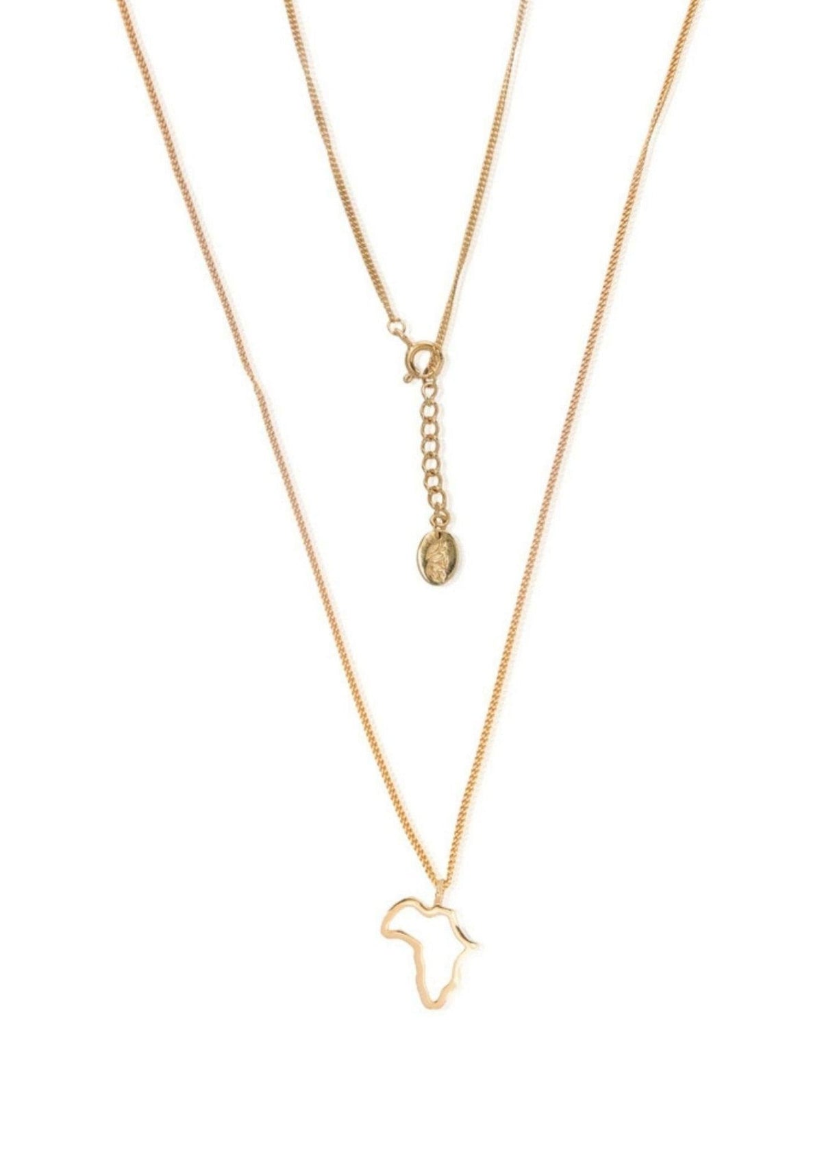 View our Gold Italian Waterproof Africa Outline Necklace - by Tribute Store